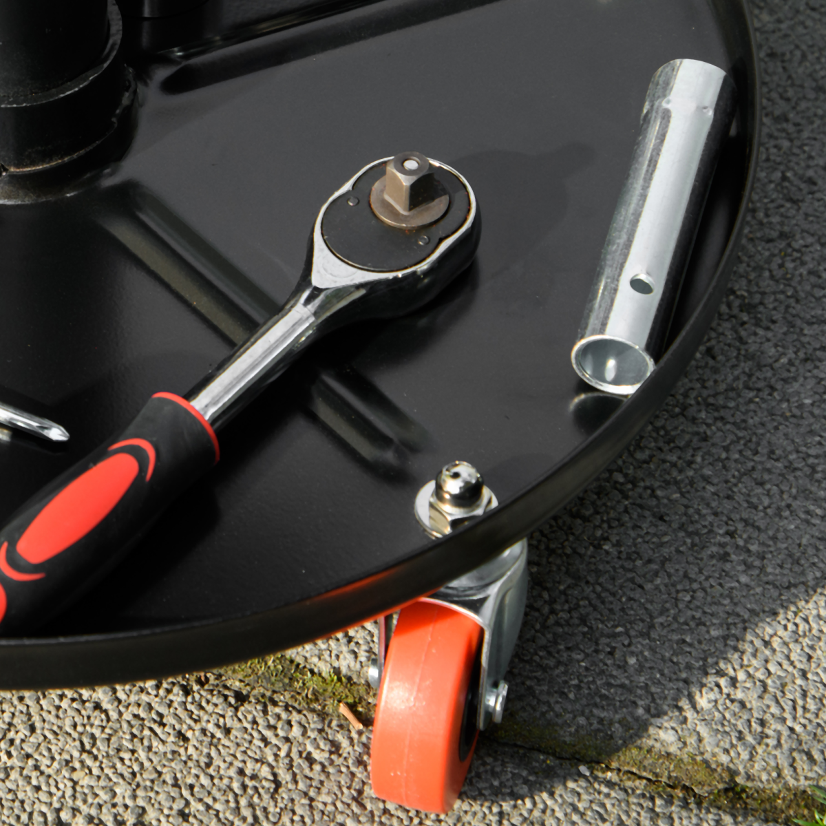 HOMCOM Adjustable Mechanic Stool with Tool Tray, Wheels, Black