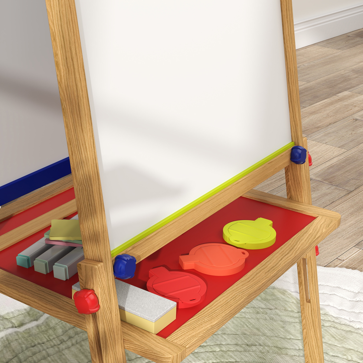 AIYAPLAY 3-in-1 Adjustable Kids Easel with Paper Roll and Storage Shelf