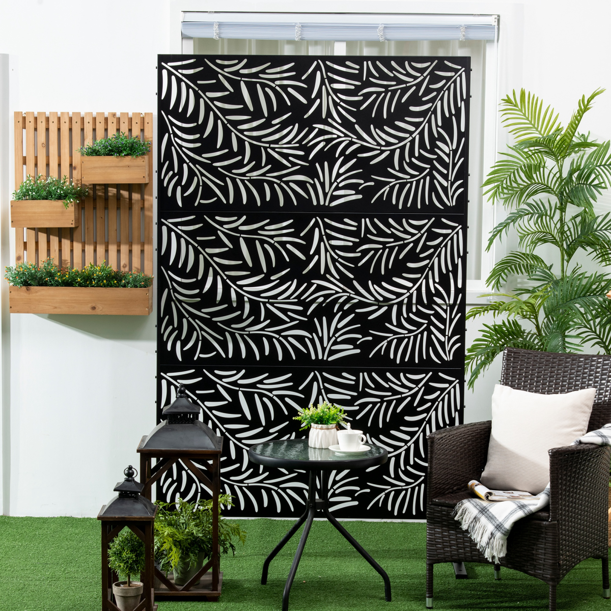 Outsunny 6.5FT Outdoor Privacy Screen Panel with Stand & Stakes