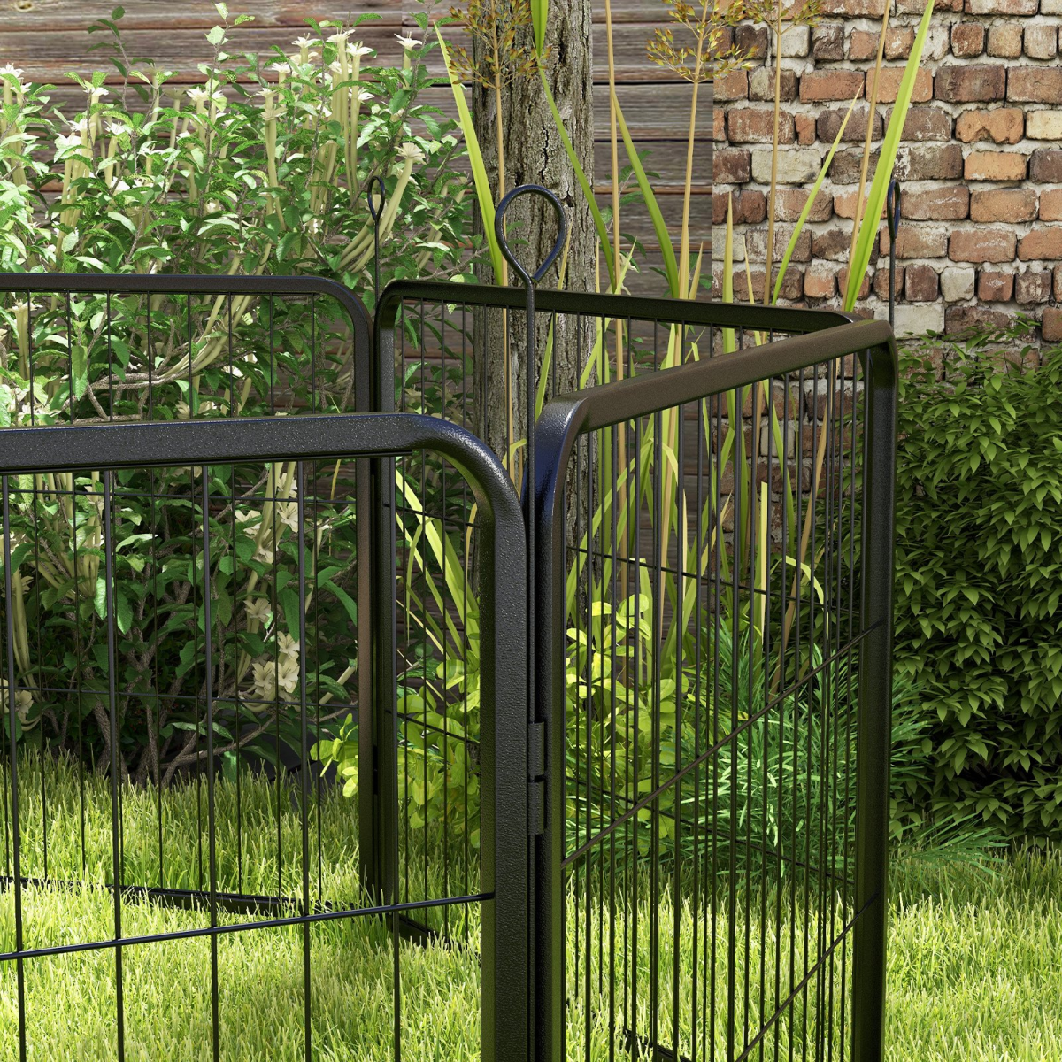 Pawhut Pet Pen Guinea Dog Pig Puppy Playpen Play House Steel Hutch Metel Black