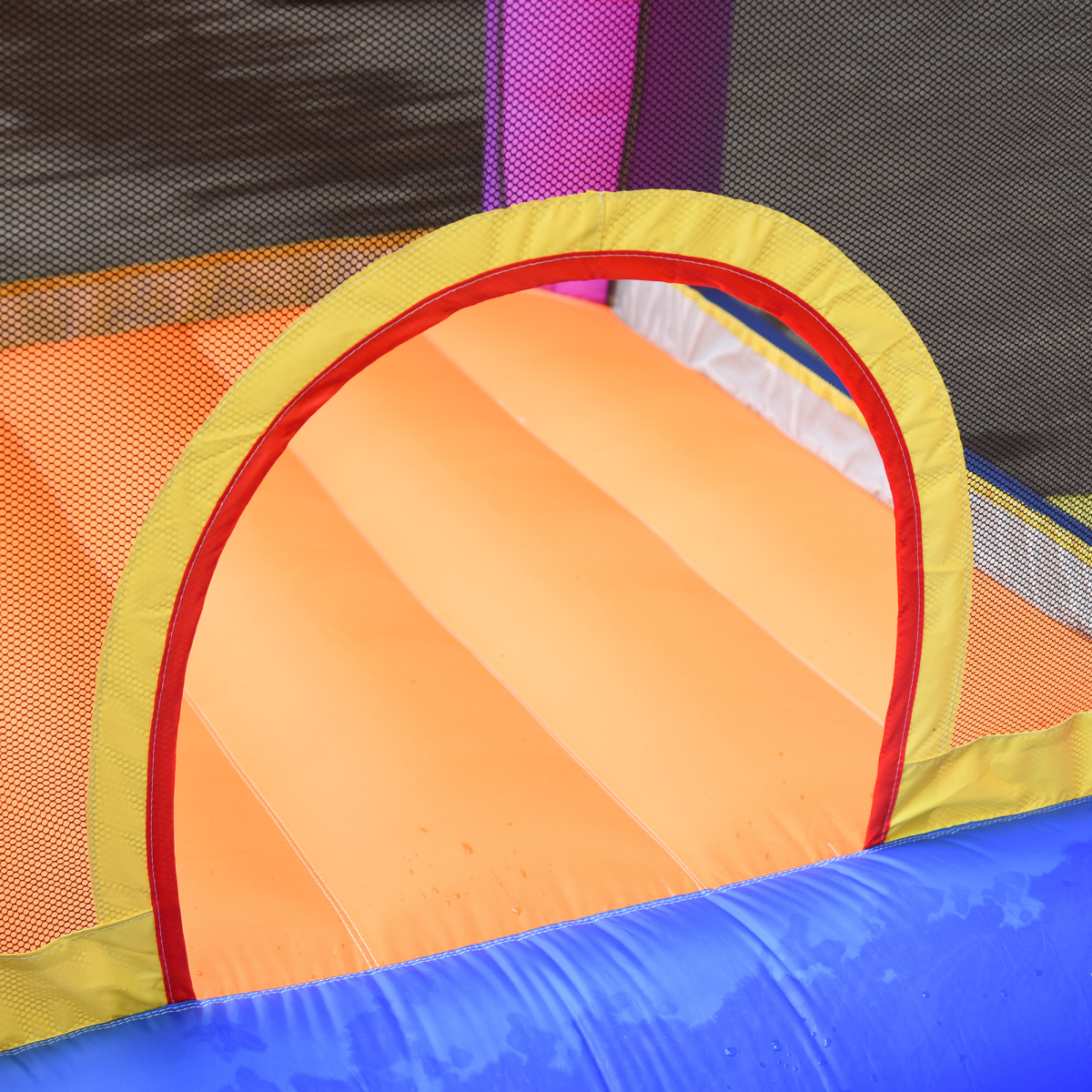 Outsunny Inflatable Bouncy Castle with Slide and Pool, Electric Blower Included, Multi-Color
