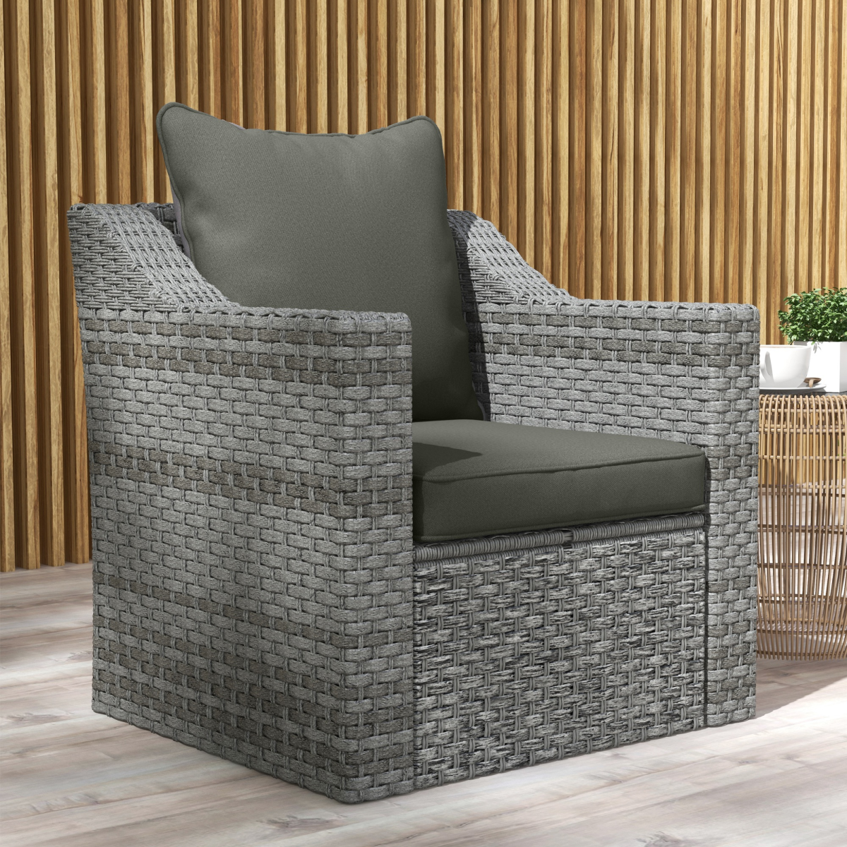 Outsunny Outdoor Seat and Back Cushion Set, Charcoal Grey