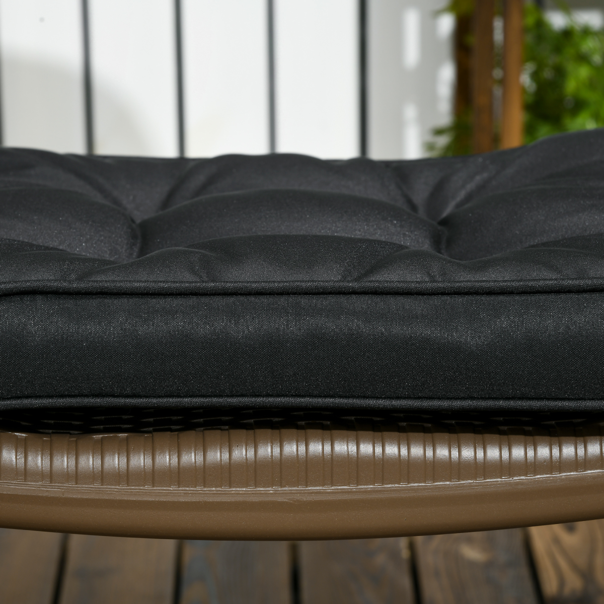 Outsunny 40 x 40 cm Black Garden Seat Cushion with Ties, Replacement Dining Chair Pad