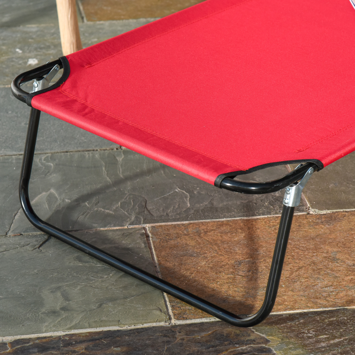 Outsunny Folding Sun Lounger Reclining Chair with Adjustable Backrest and Reading Hole, Red