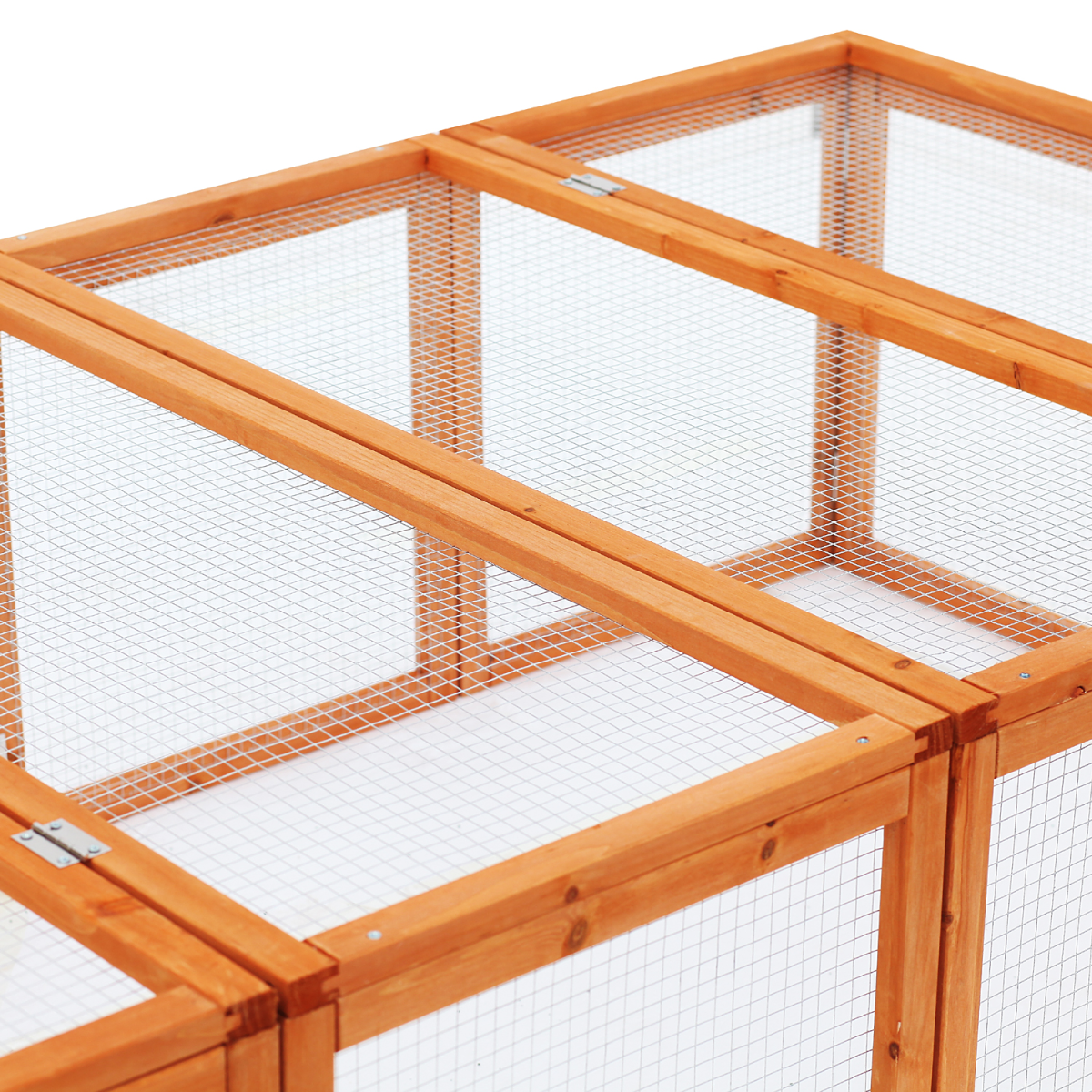 Pawhut Rabbit Hutch with Run and Play Space, Outdoor Mesh Wire Safety, Fir Wood and Metal