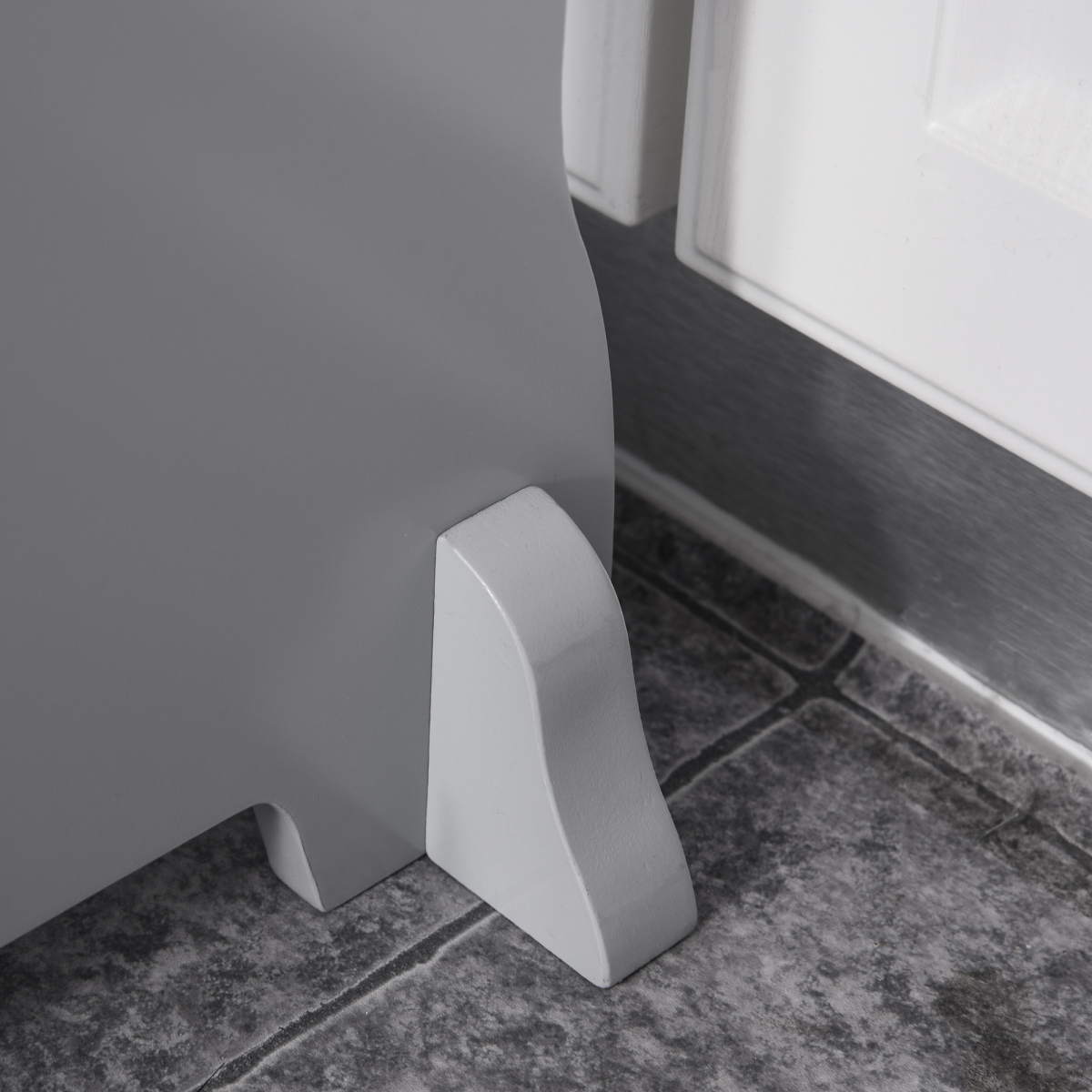 Kids Wooden 2-Step Stool with Handles and Anti-Slip Panels Grey