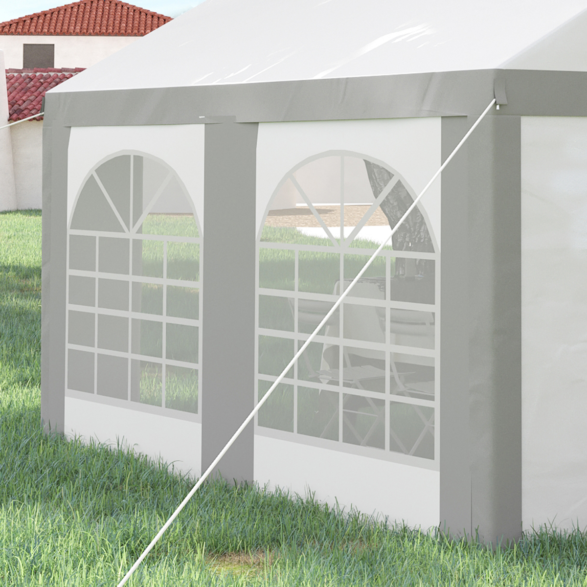 Outsunny 4 x 4m Party Tent Gazebo with Sides, Windows & Double Doors