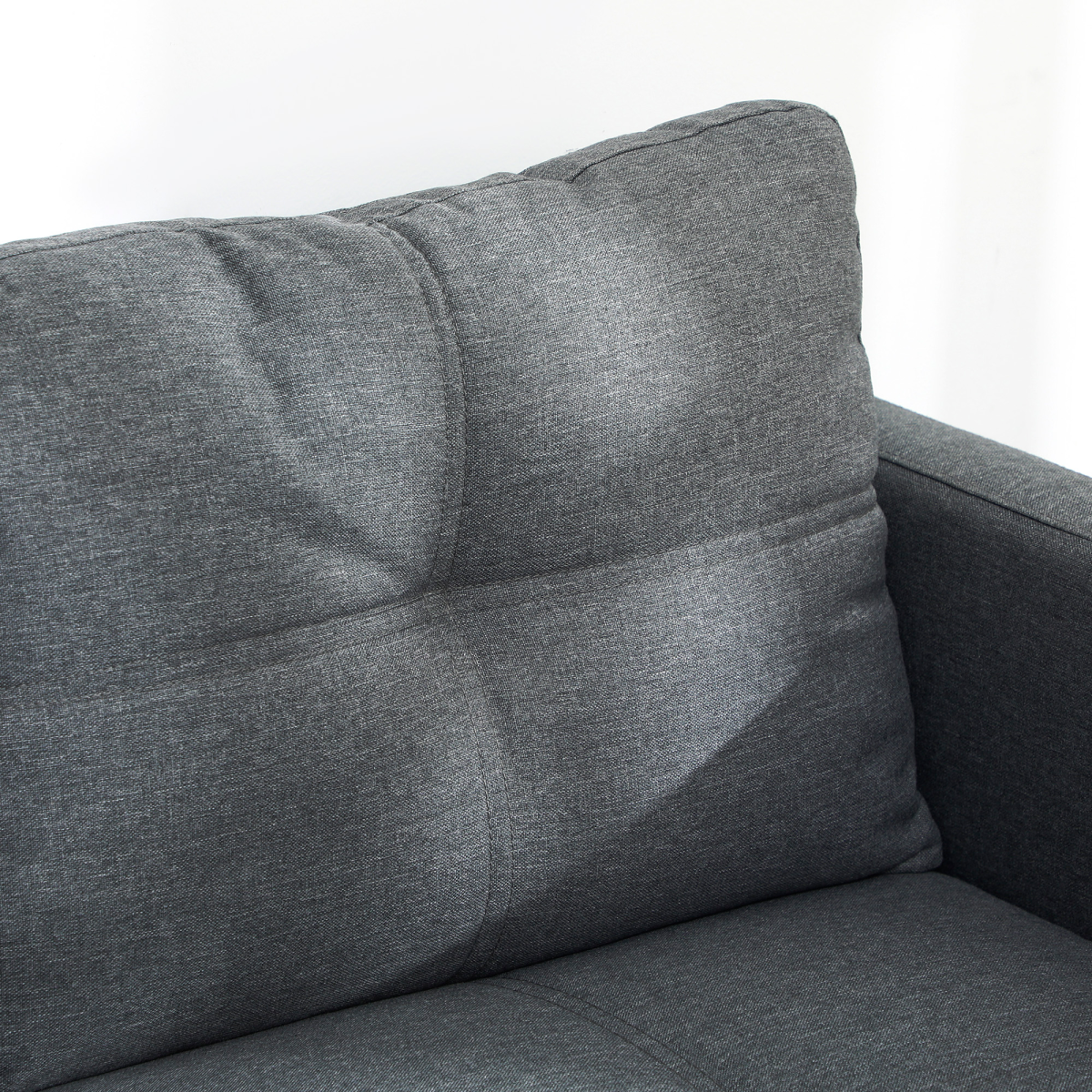 HOMCOM Grey 2 Seater Loveseat Sofa with Cushions, Linen-Effect Upholstered
