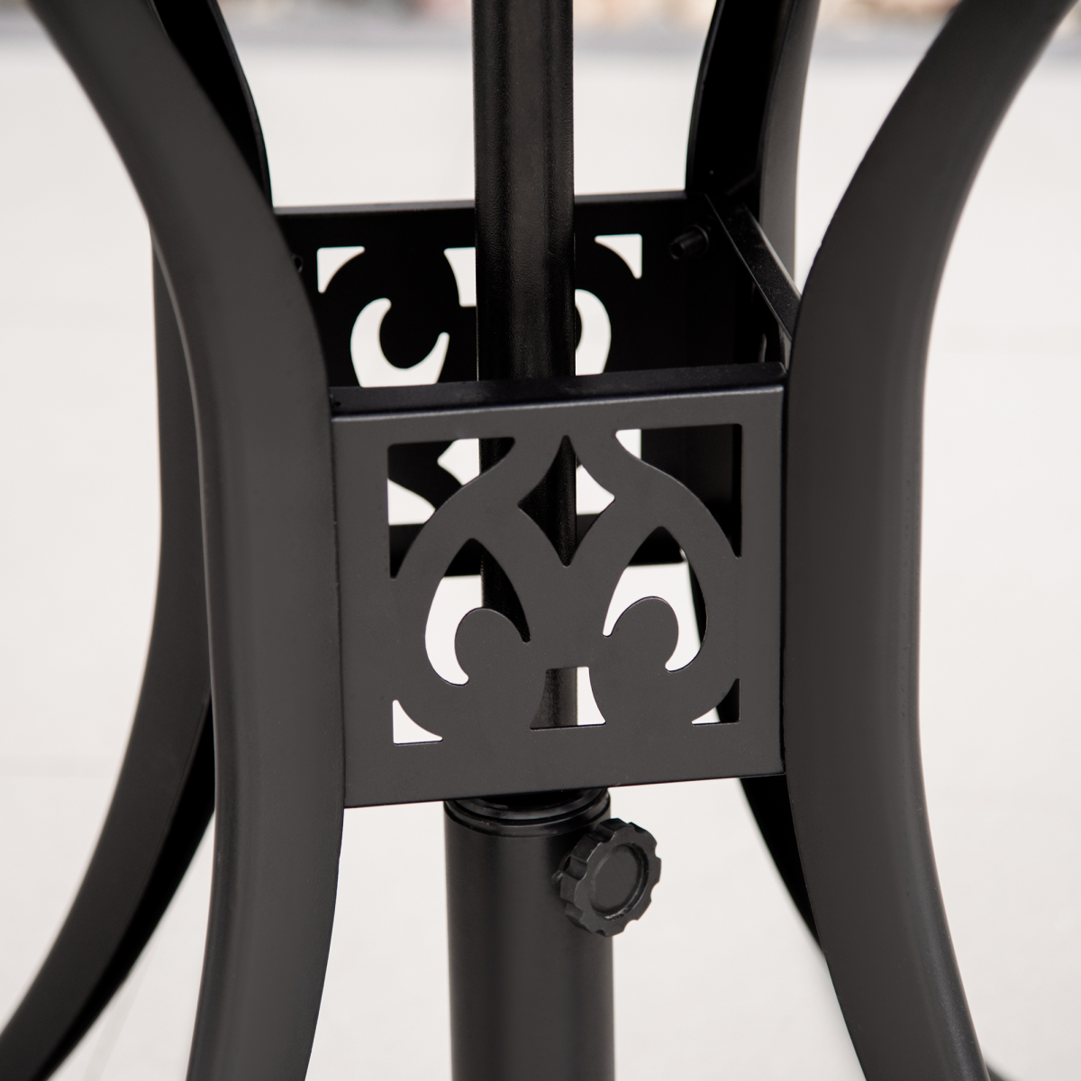 78cm Round Garden Dining Table with Parasol Hole Cast Aluminium Black