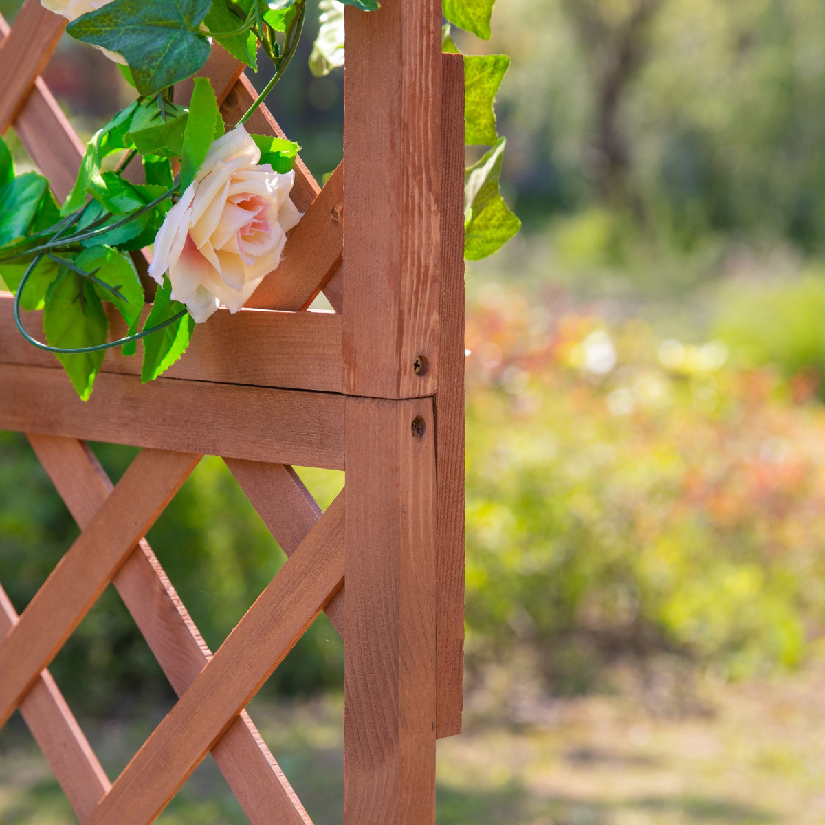 Outsunny Wooden Flower Box with Rear Net Board Display Stand