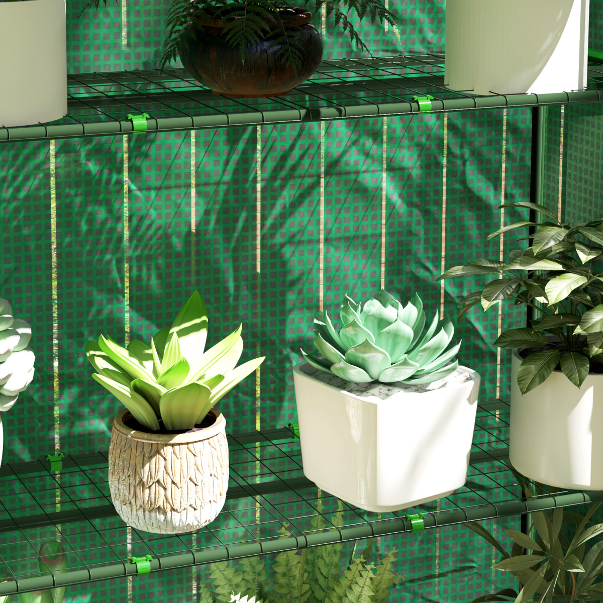 Outsunny 4-Tier Mini Greenhouse with Reinforced PE Cover, Green