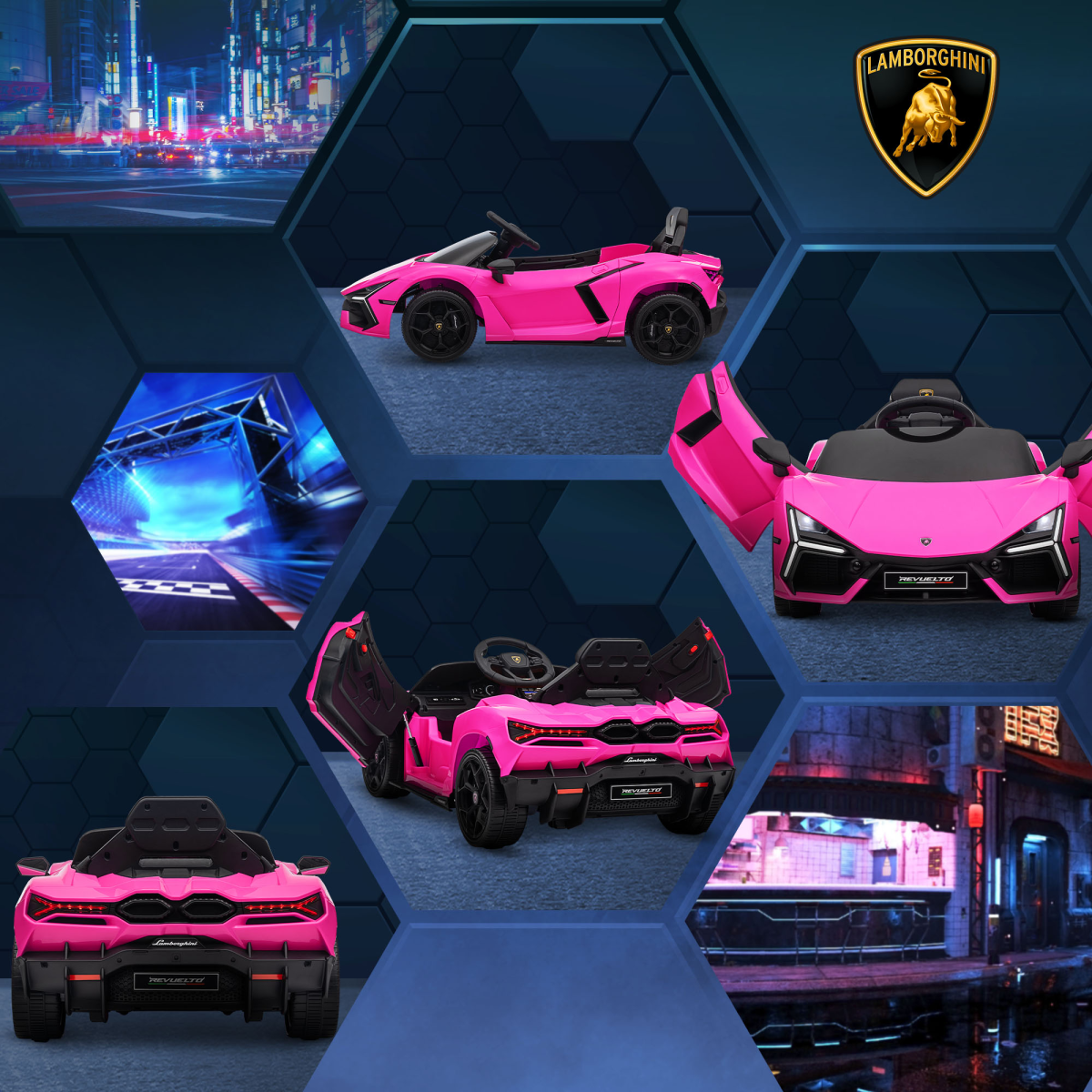 AIYAPLAY Lamborghini Revuelto Licensed Pink Ride On Car with Suspension