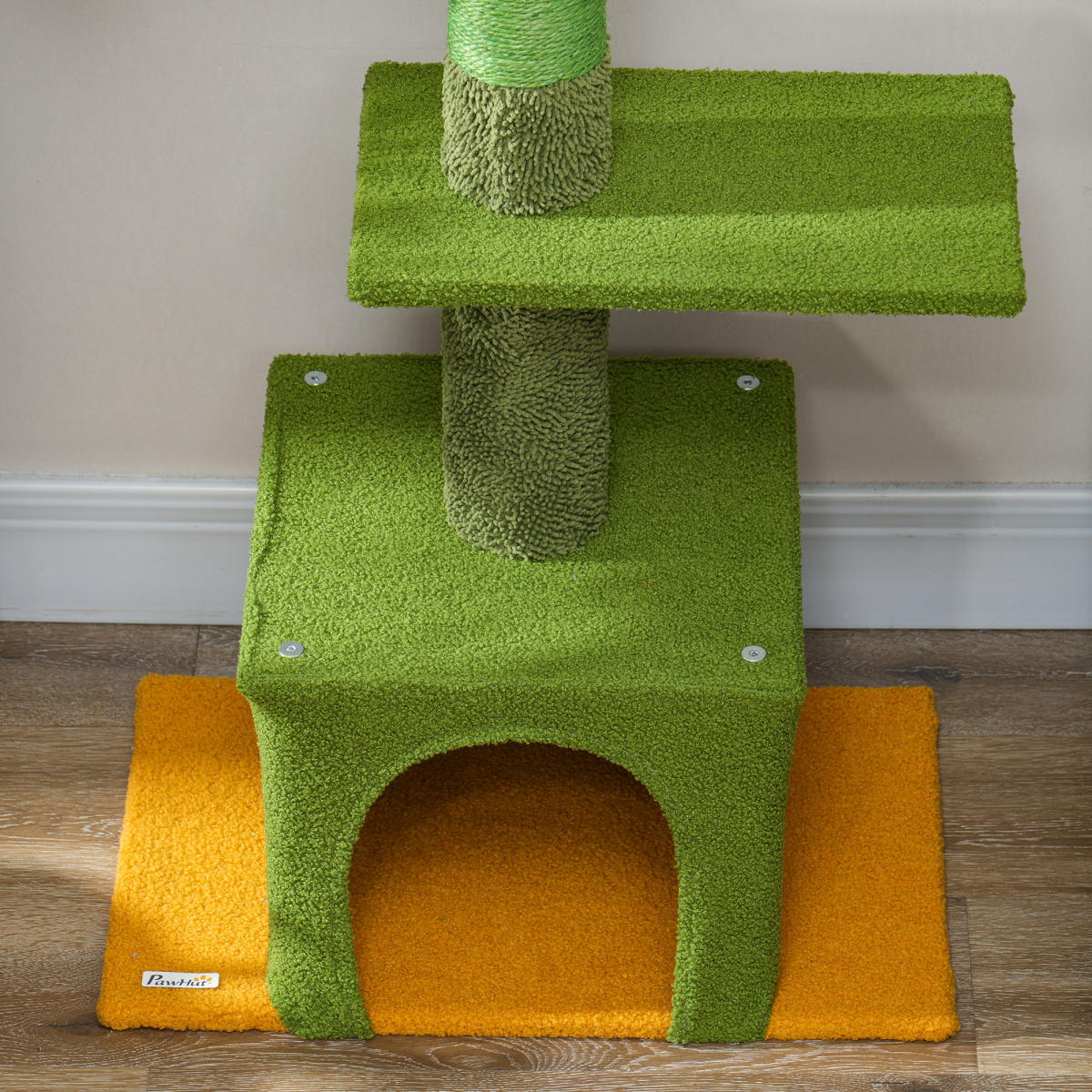 PawHut Adjustable Floor-to-Ceiling Indoor Cat Tree with House & Hammock