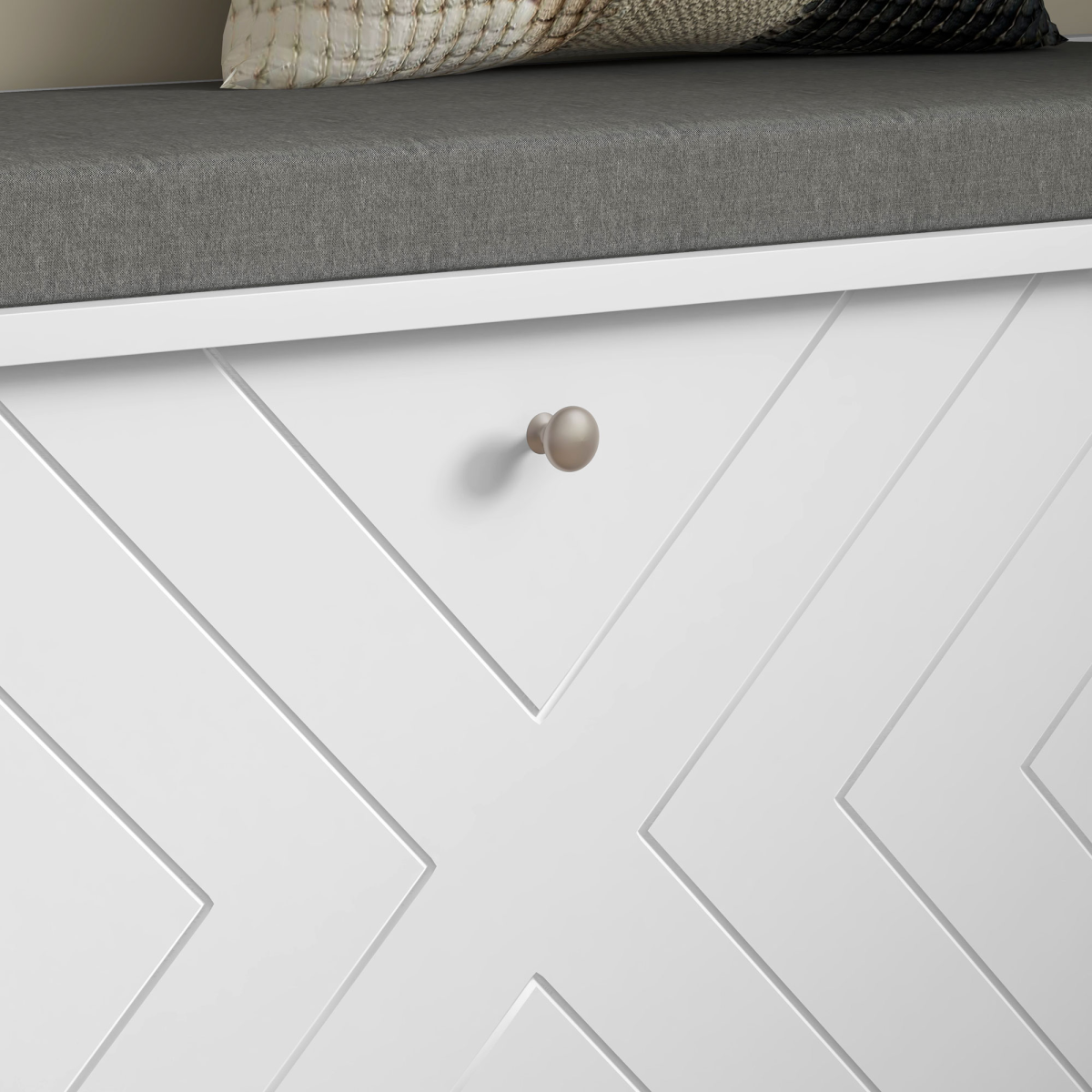 HOMCOM Shoe Storage Bench with Flip Drawer, Cushioned Seat, White