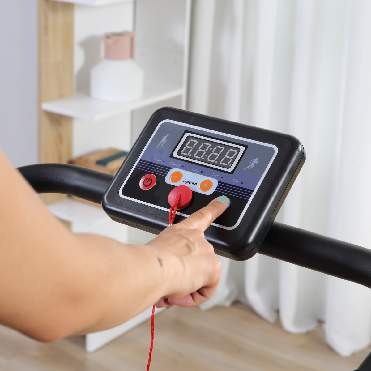 1.25HP Foldable Electric Treadmill with LCD, 10km/h, Safety Stop