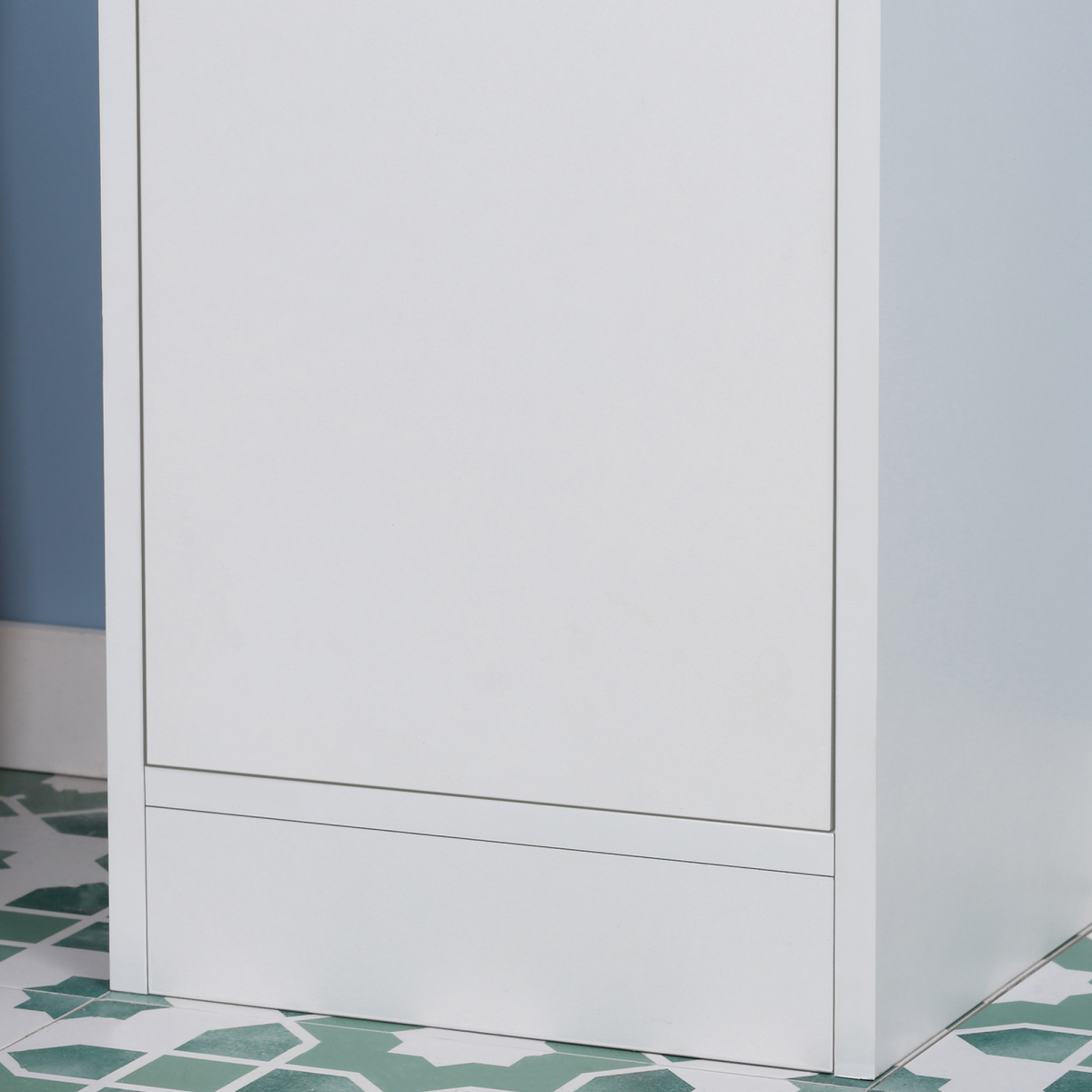 Tallboy Bathroom Storage Cabinet with Mirror, Freestanding Narrow Cabinet with Adjustable Shelves