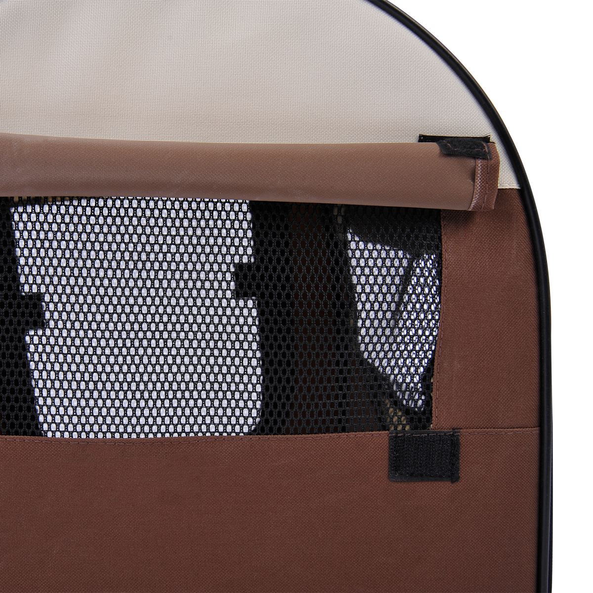 PawHut Folding Soft Pet Crate, Foldable Mesh Fabric Travel Carrier for Small Pets and Puppies, Water-Resistant 600D Oxford, Brown