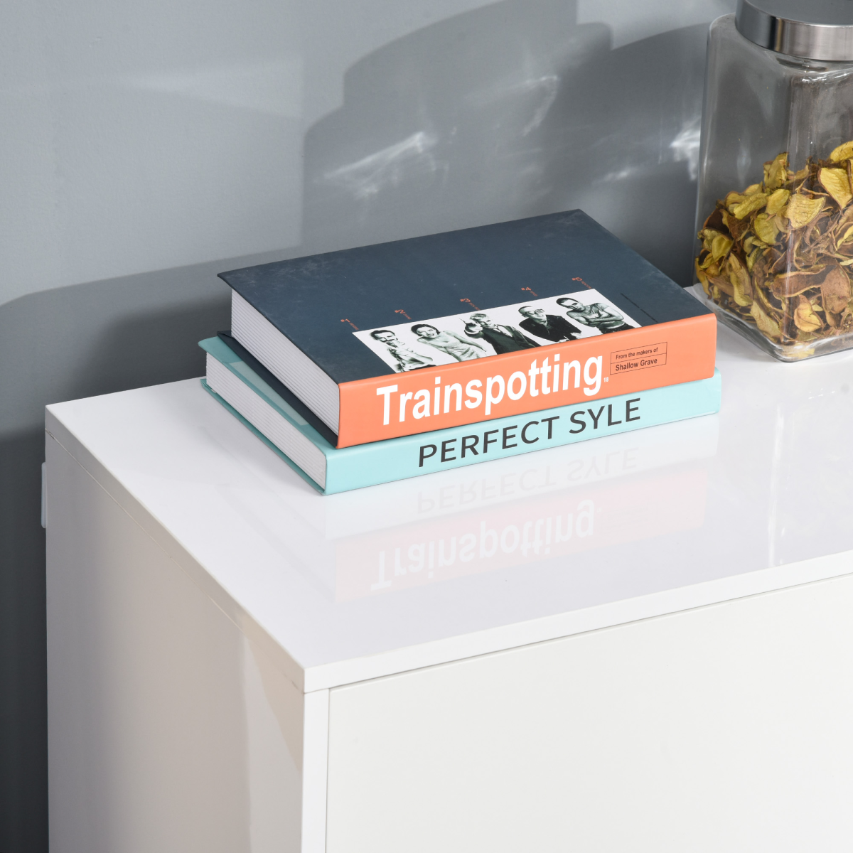 HOMCOM White Side Cabinet with 2 Doors, 2 Drawers, Adjustable Shelf, Push Open Design