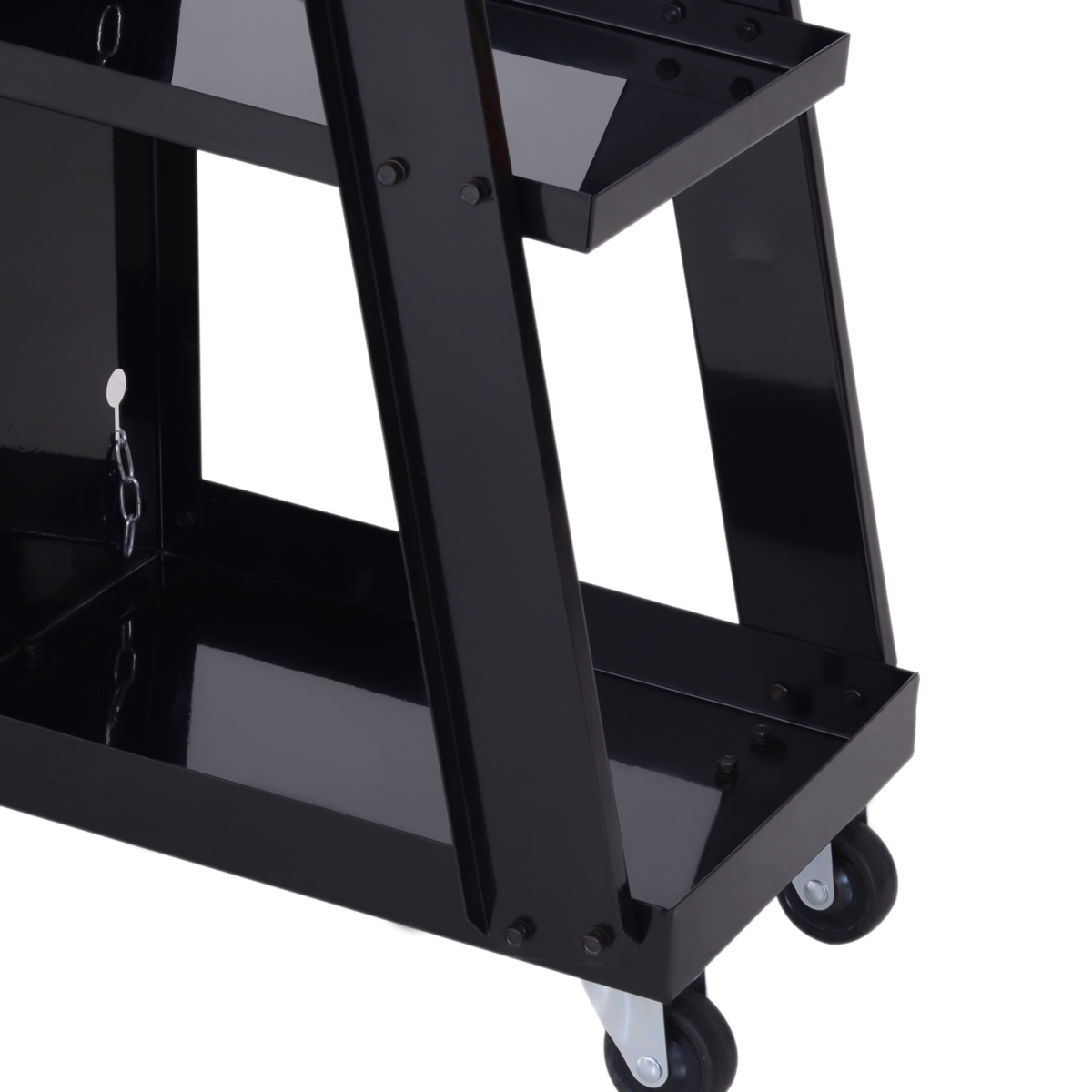 DURHAND Welding Cart Trolley with 3 Storage Trays, 2 Safety Chains, 4 Wheels, Slanted Top Shelf, 50kg Max Load