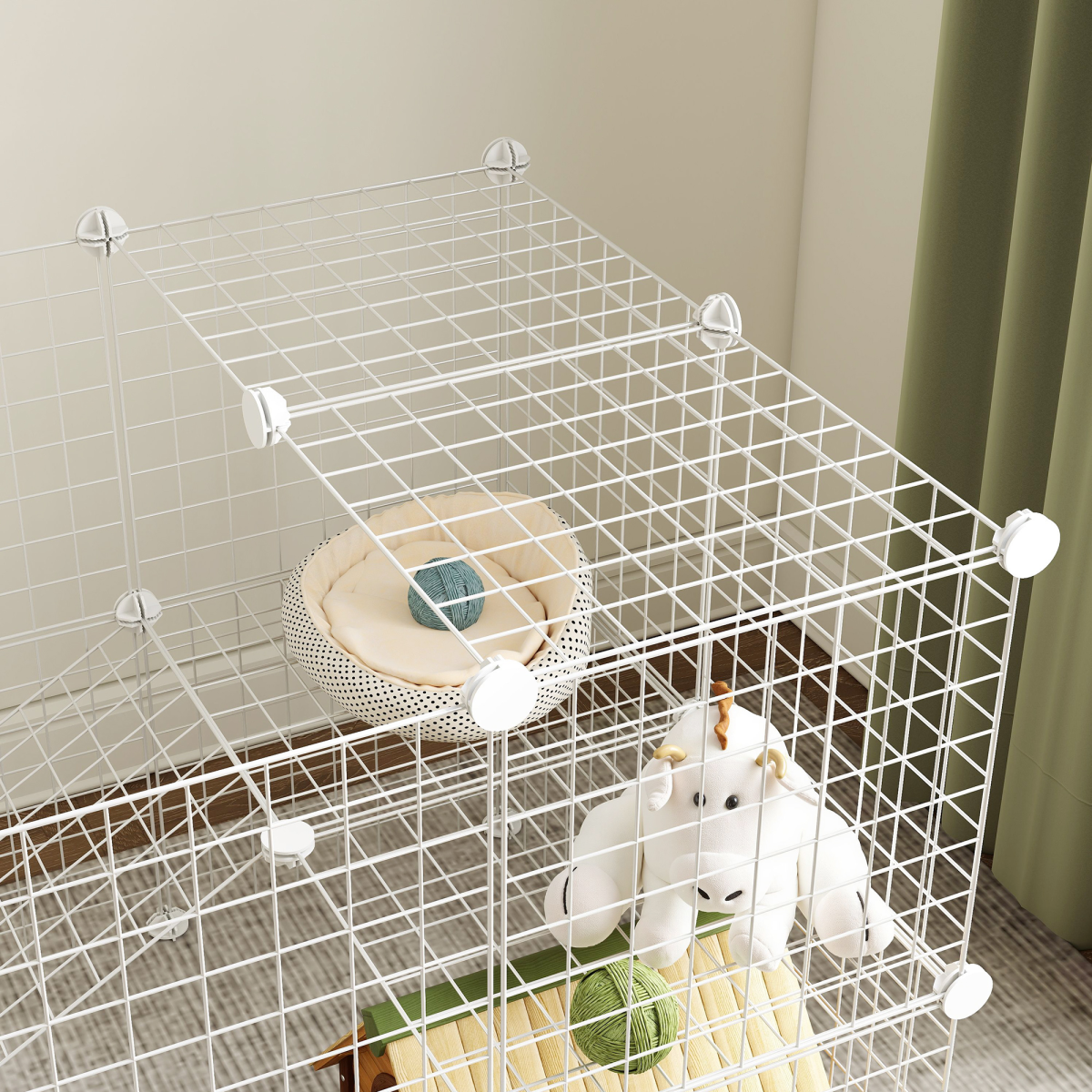 PawHut 36-Panel DIY Small Pet Playpen with Door, White