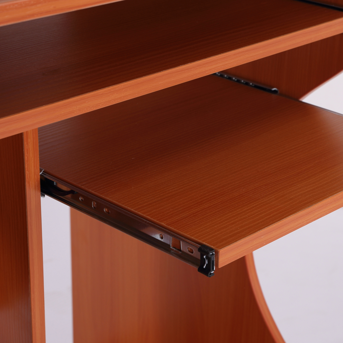 HOMCOM Computer Desk with Keyboard Tray, Storage Shelf, Wheels, Cherry Wood