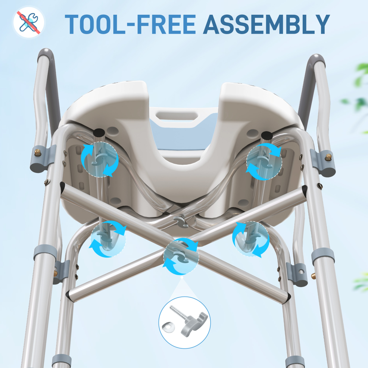 HOMCOM Adjustable Padded Bath Chair with Slotted Seat