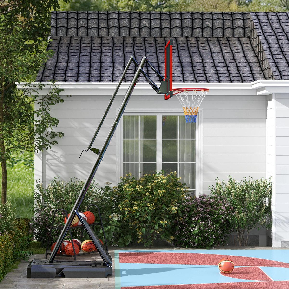 SPORTNOW Adjustable Basketball Hoop with Fillable Base, 2.4-2.9m