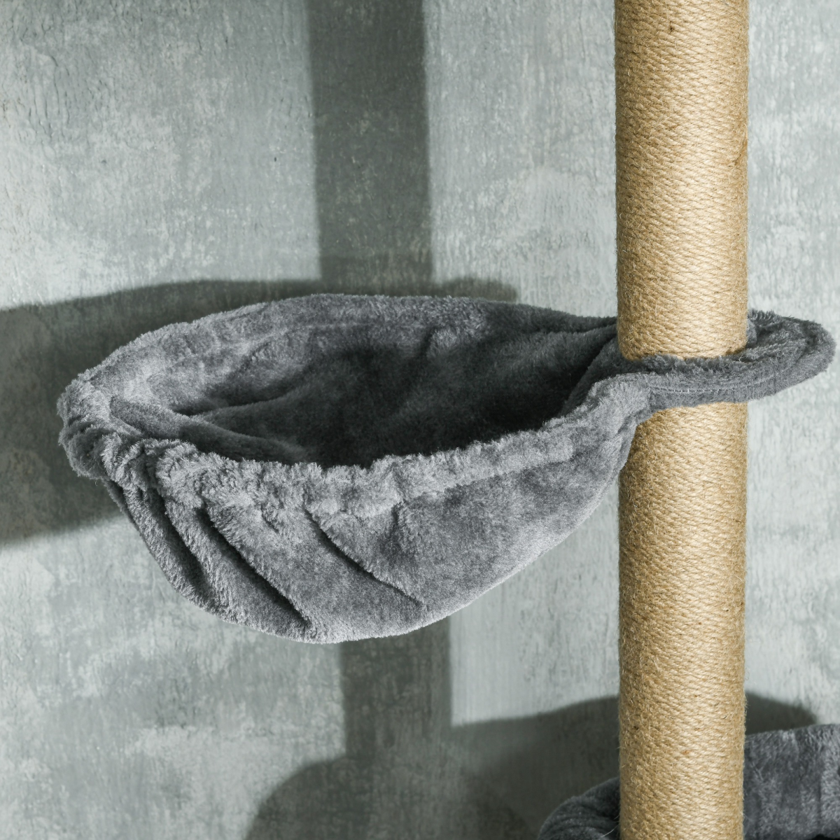 PawHut 6-Tier Floor-to-Ceiling Cat Tree with Bed, Hammock, Grey