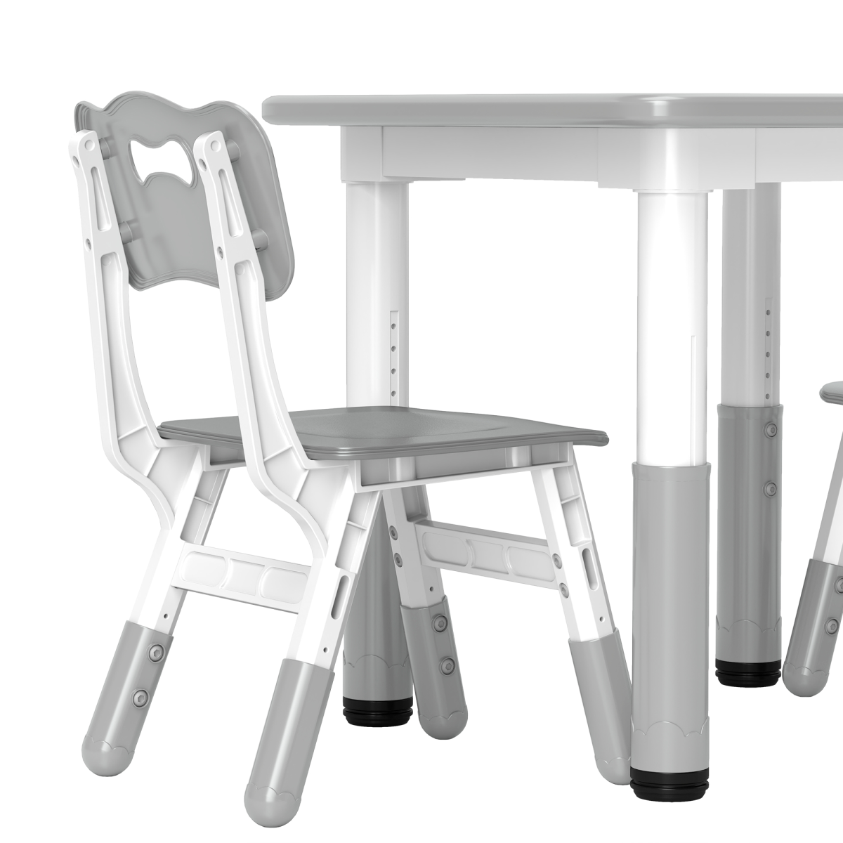 AIYAPLAY 3-Piece Height Adjustable Kids Table and Chair Set, Grey