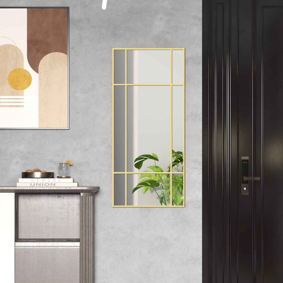 HOMCOM Window Style Wall Mirror 110 x 50cm, Gold Tone