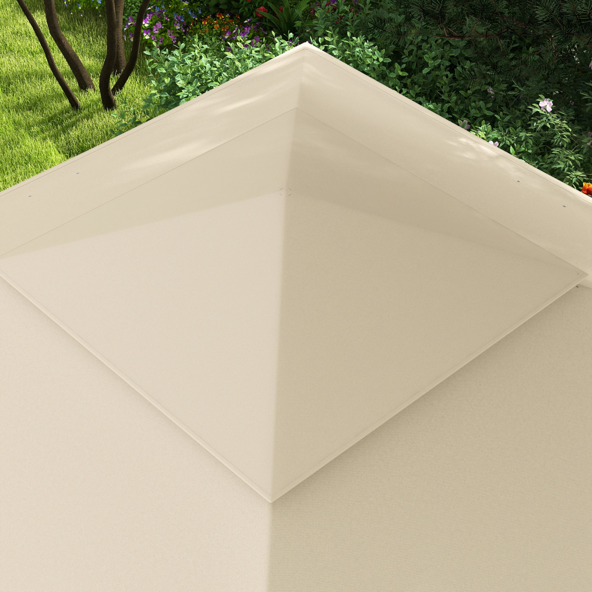 Outsunny 3.25 x 3.25m Folding Garden Pop Up Gazebo Tent with Metal Frame, Polyester Canopy, Cream White Sidewalls