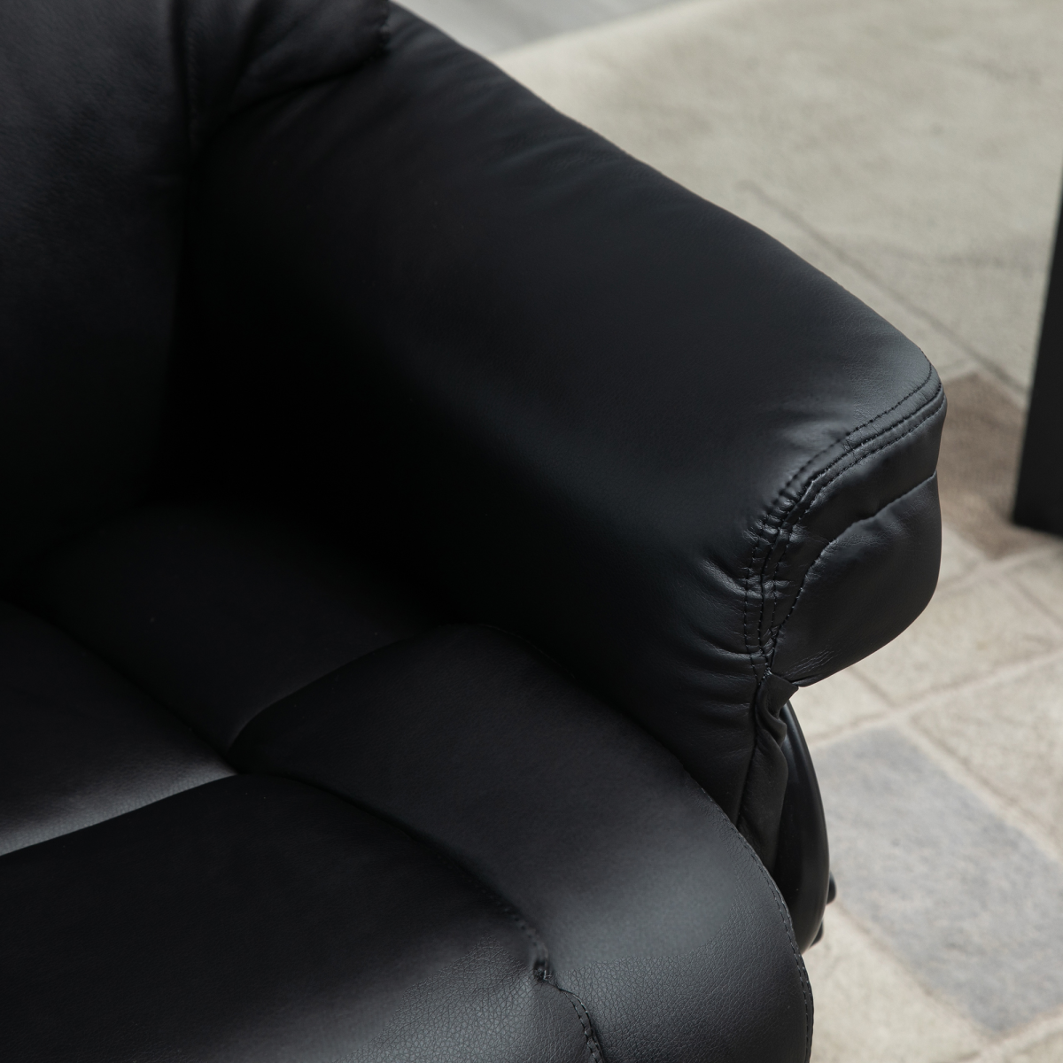 Black PU Leather Recliner Armchair with Swivel and Footstool