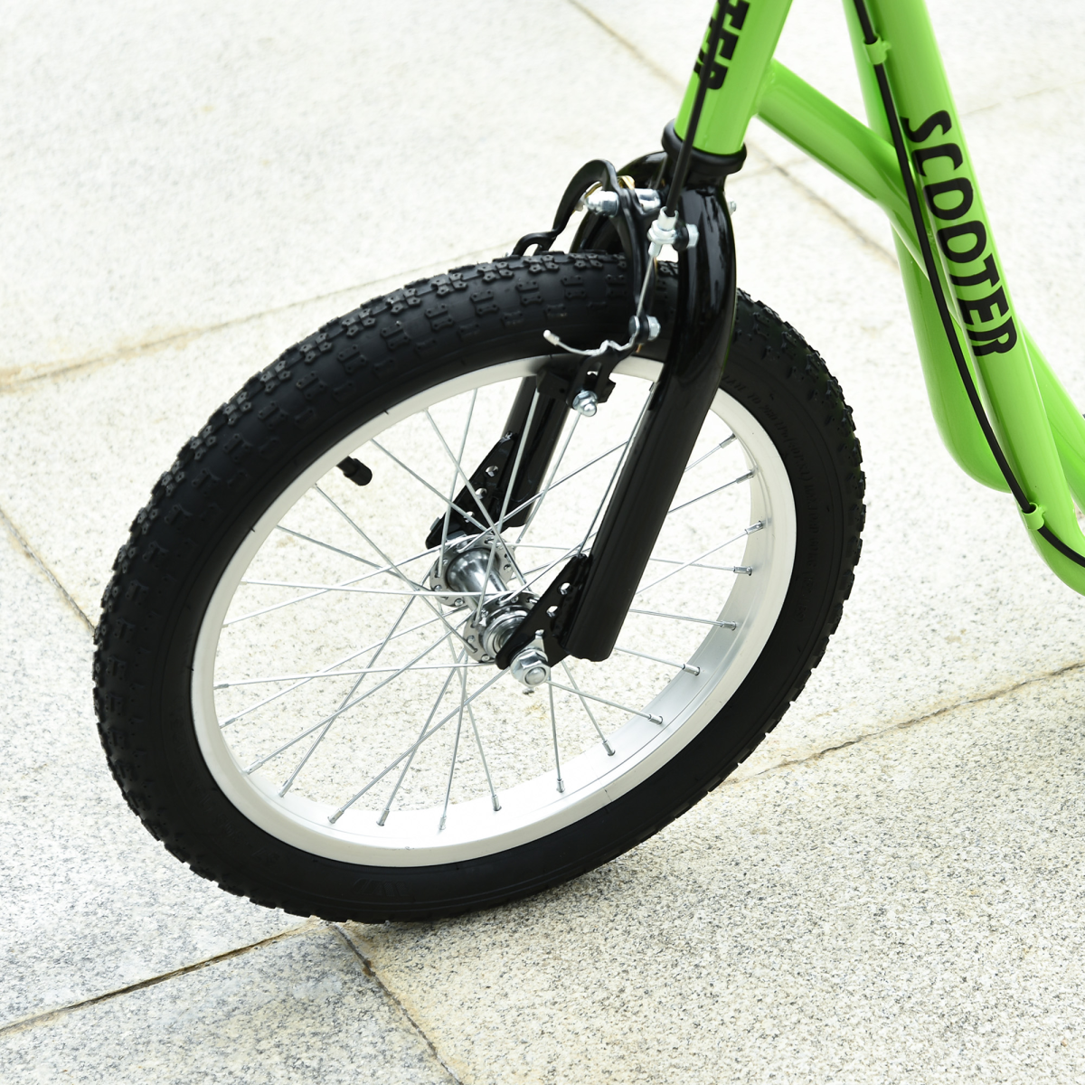 HOMCOM Kids Kick Scooter with Adjustable Handlebar 90-96cm, Inflatable Rubber Tyres, Dual Brake, Steel Frame
