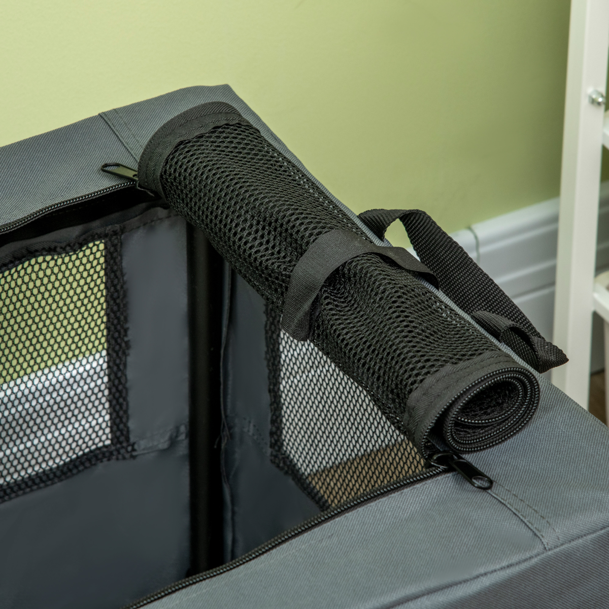 Foldable 3-Door Pet Carrier Bag with Cushion, Grey