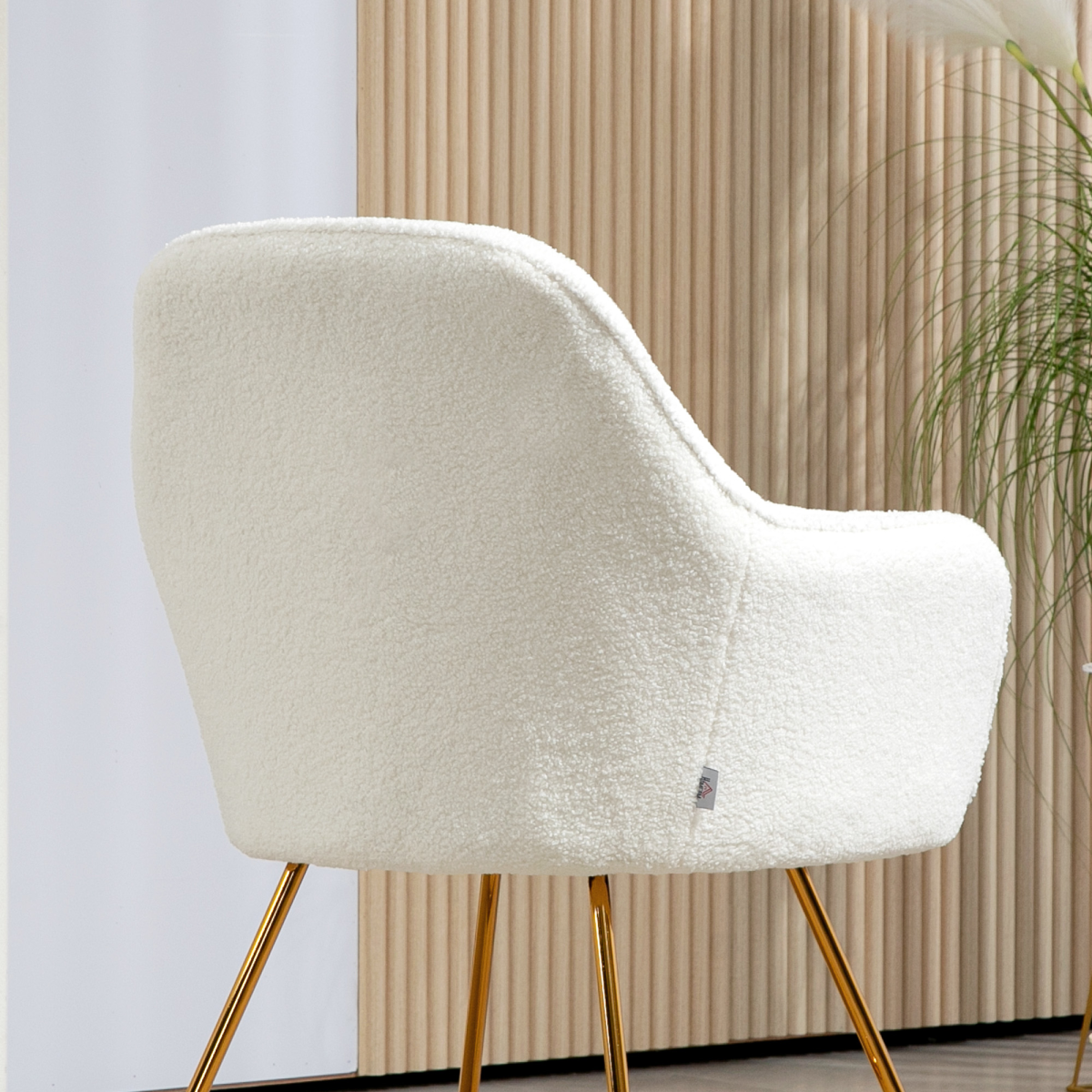 HOMCOM Set of 2 Cashmere Accent Chairs with Steel Legs, Cream White