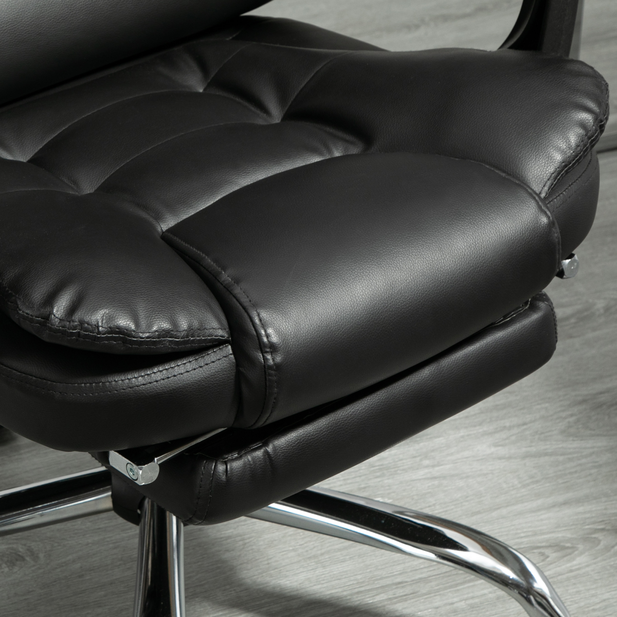 HOMCOM Black PU Leather High Back Swivel Office Chair with Reclining Back and Footrest