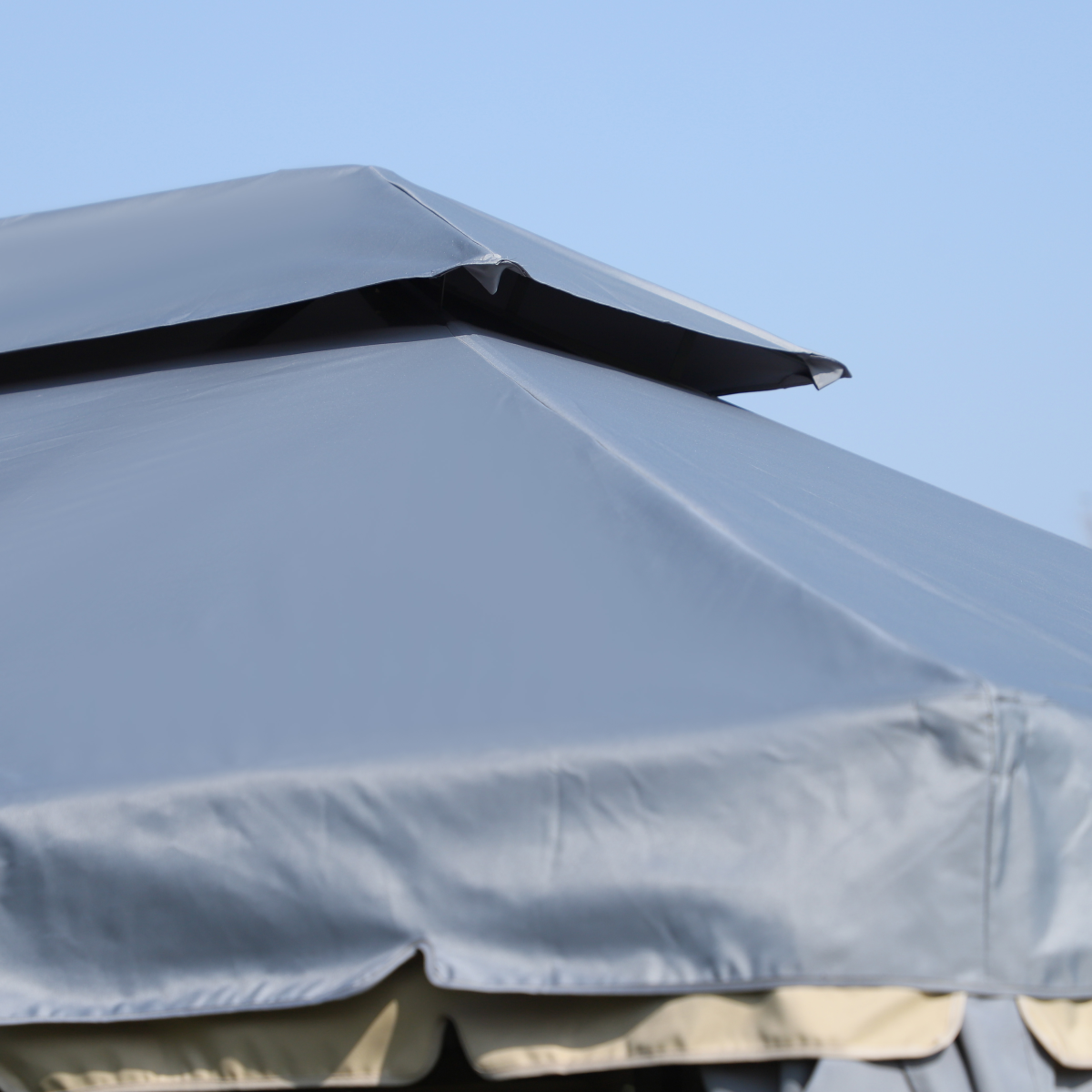 Outsunny 3 x 4m Aluminium Gazebo with 2-Tier Roof, Garden Nets and Sidewalls, Grey