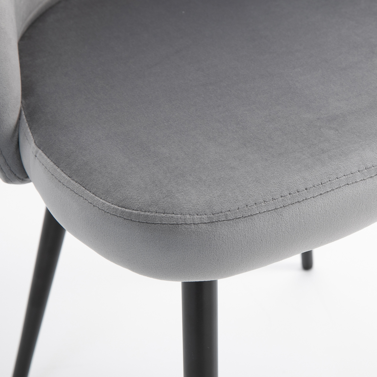 Set of 2 Modern Upholstered Grey Bucket Seat Dining Chairs