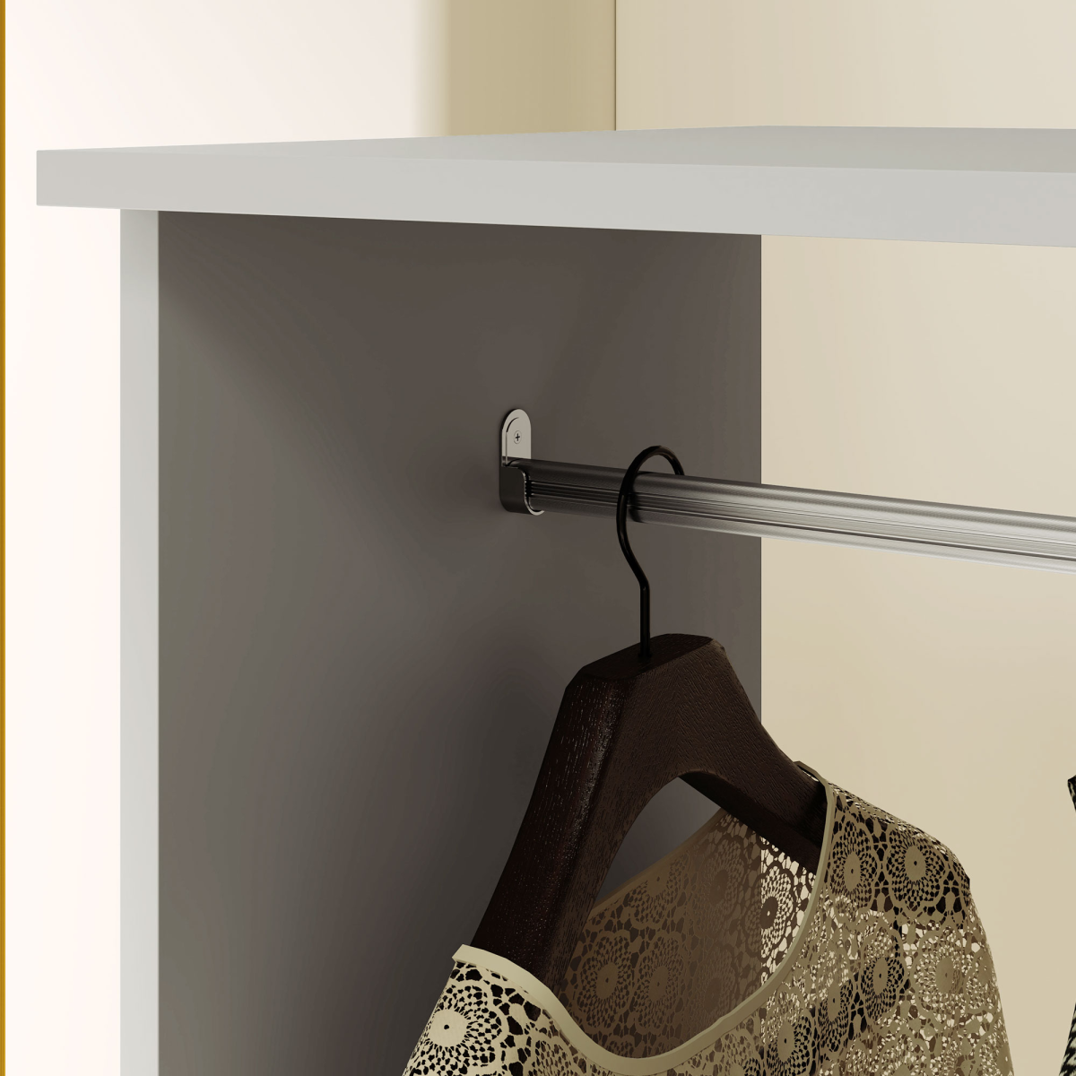 HOMCOM Rolling Open Wardrobe with Hanging Rail & Shelves, Grey