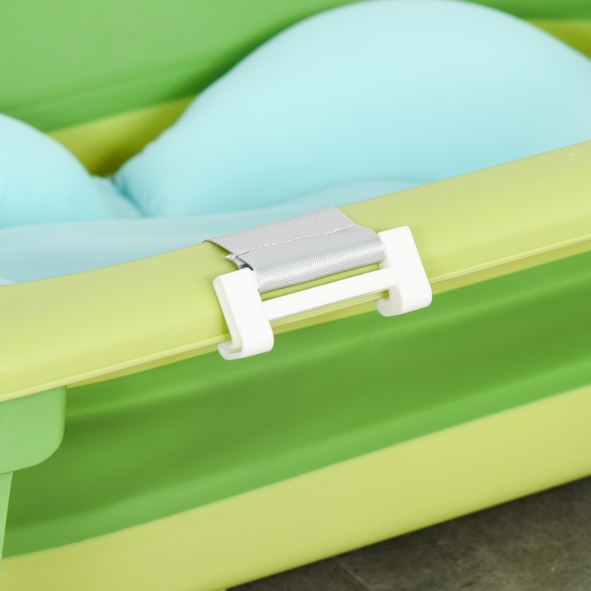 Foldable Baby Bath Tub with Cushion, Non-Slip, Green, Ages 0-3 Years