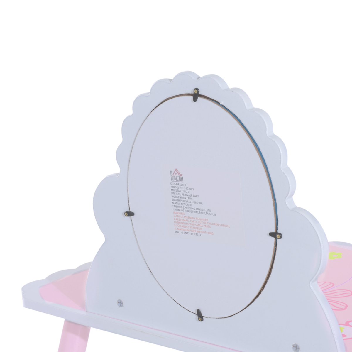 Pink Kids Dressing Table Vanity Set with Mirror and Chair, Girls Make Up Play Set