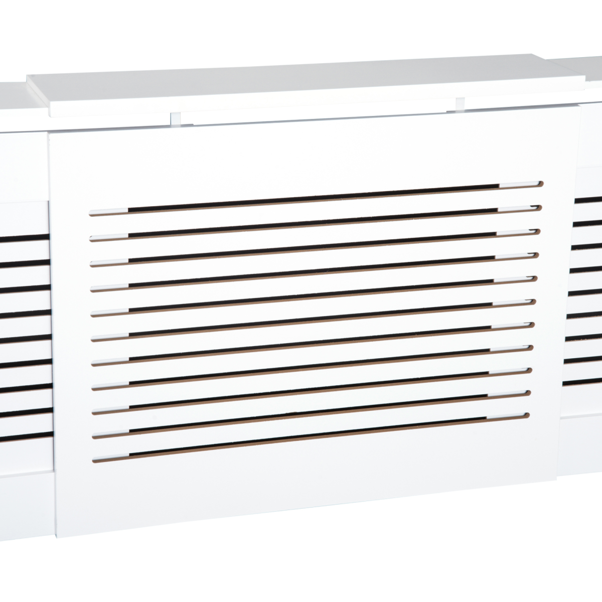 HOMCOM Extendable White Painted MDF Radiator Cover with Slatted Vent Design and Top Shelf