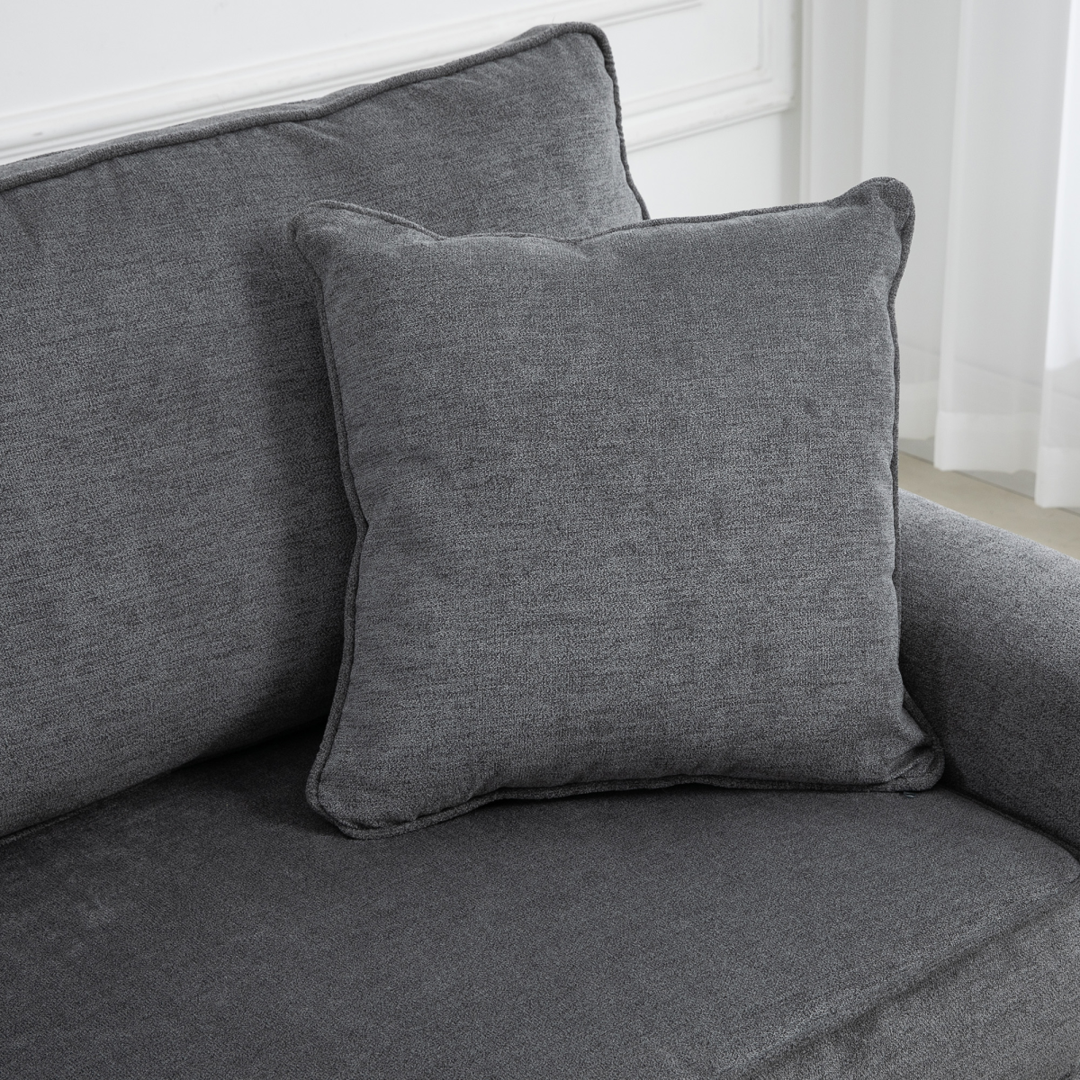 Grey Fabric 2 Seater Sofa with Cushions and Pillows