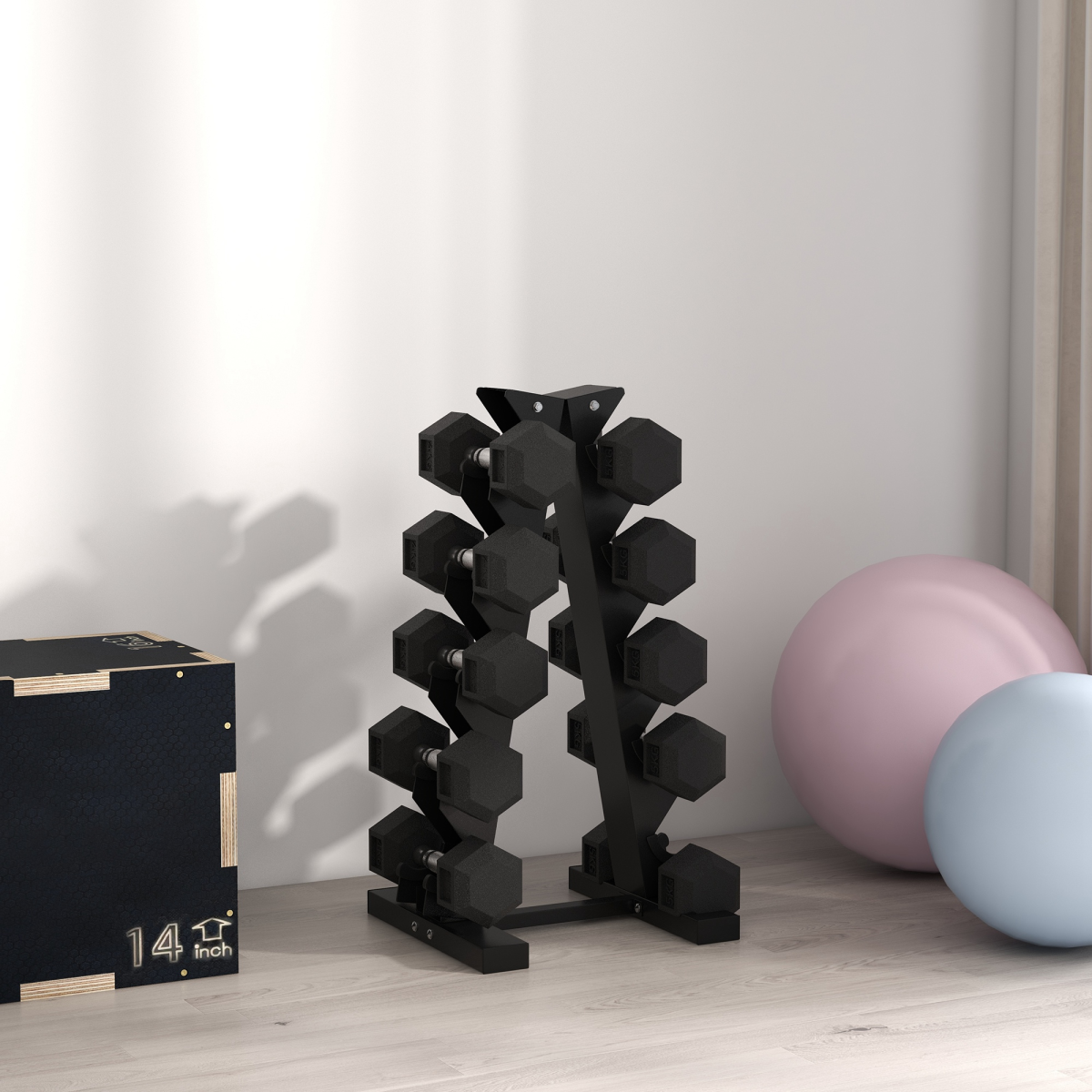 SPORTNOW 5-Pair Dumbbell Rack, Steel Weight Tree for Home Gym