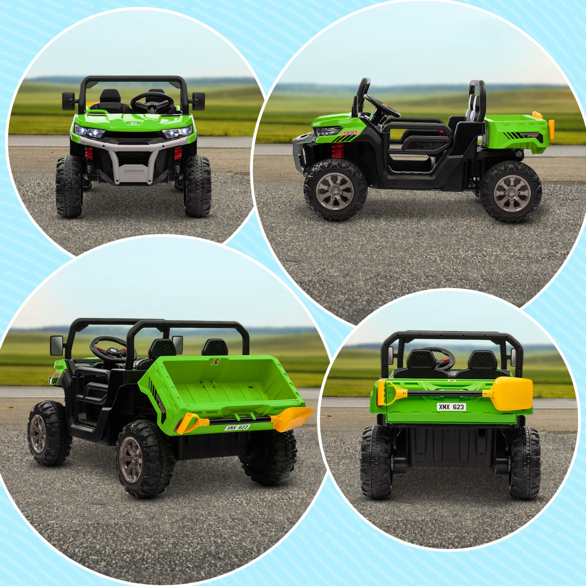 HOMCOM 12V Two-Seater Kids Ride-On Truck with Remote Control - Green