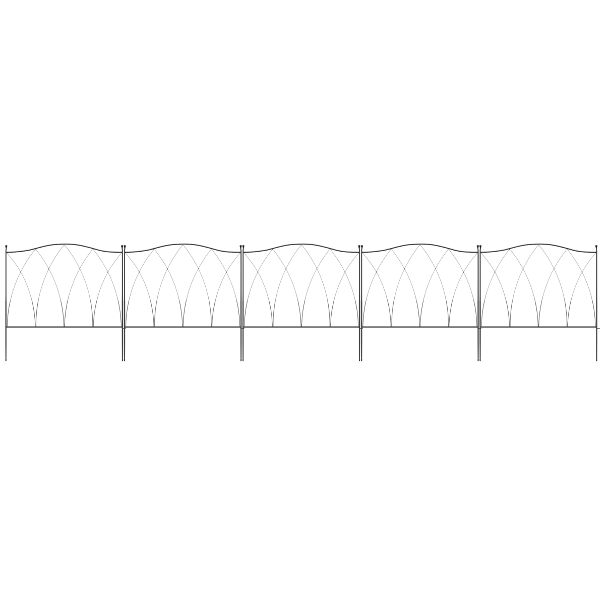 Outsunny 5-Piece Decorative Metal Garden Fence Border Edging, Black