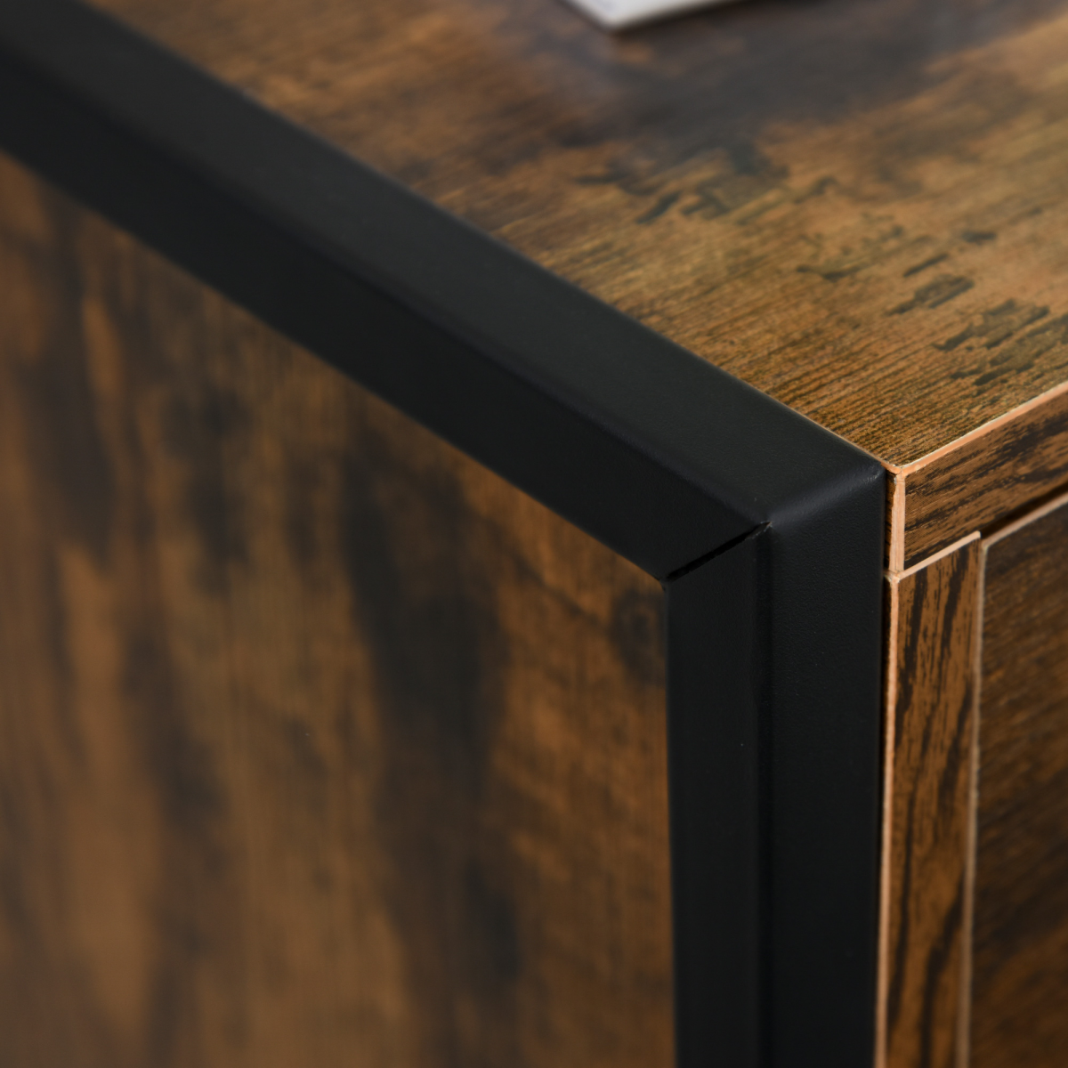 Industrial 3-Drawer Storage Chest with Steel Frame, Brown