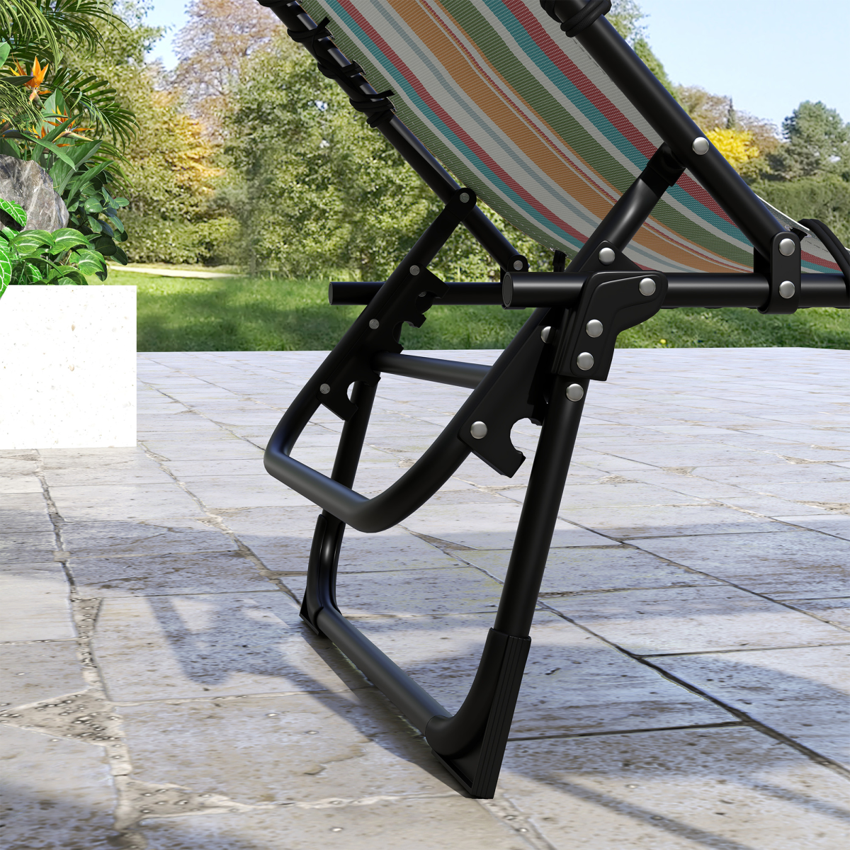 Outsunny 2-Piece Folding Beach Chaise Loungers, 4-Position Adjustable