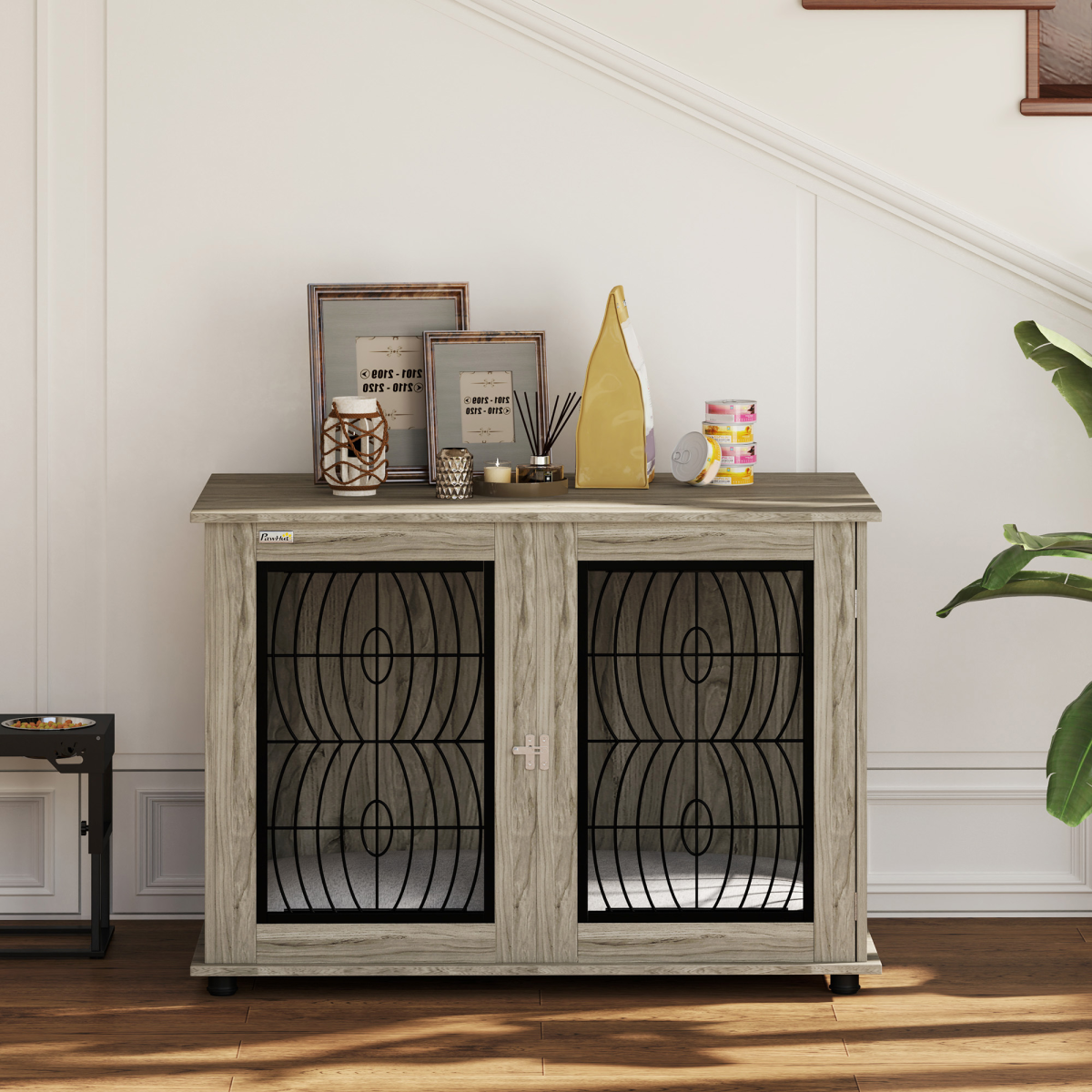PawHut Dog Crate Furniture End Table for Extra Large Dogs with Cushion