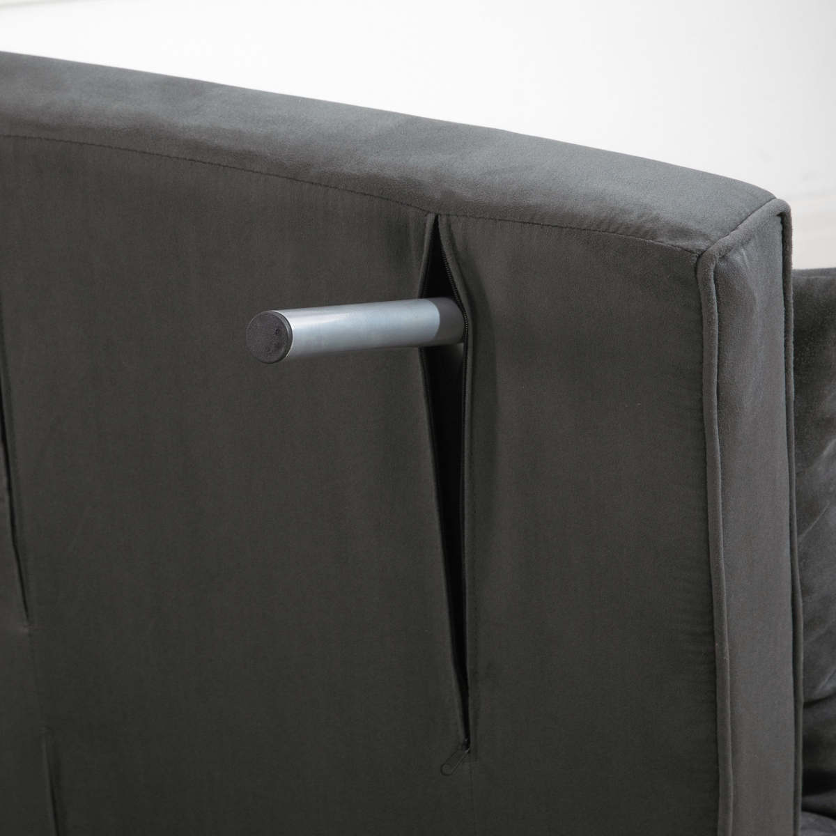 Foldable Sofa Bed Armchair Sleeper Lounge Chair with Adjustable Back, Dark Grey